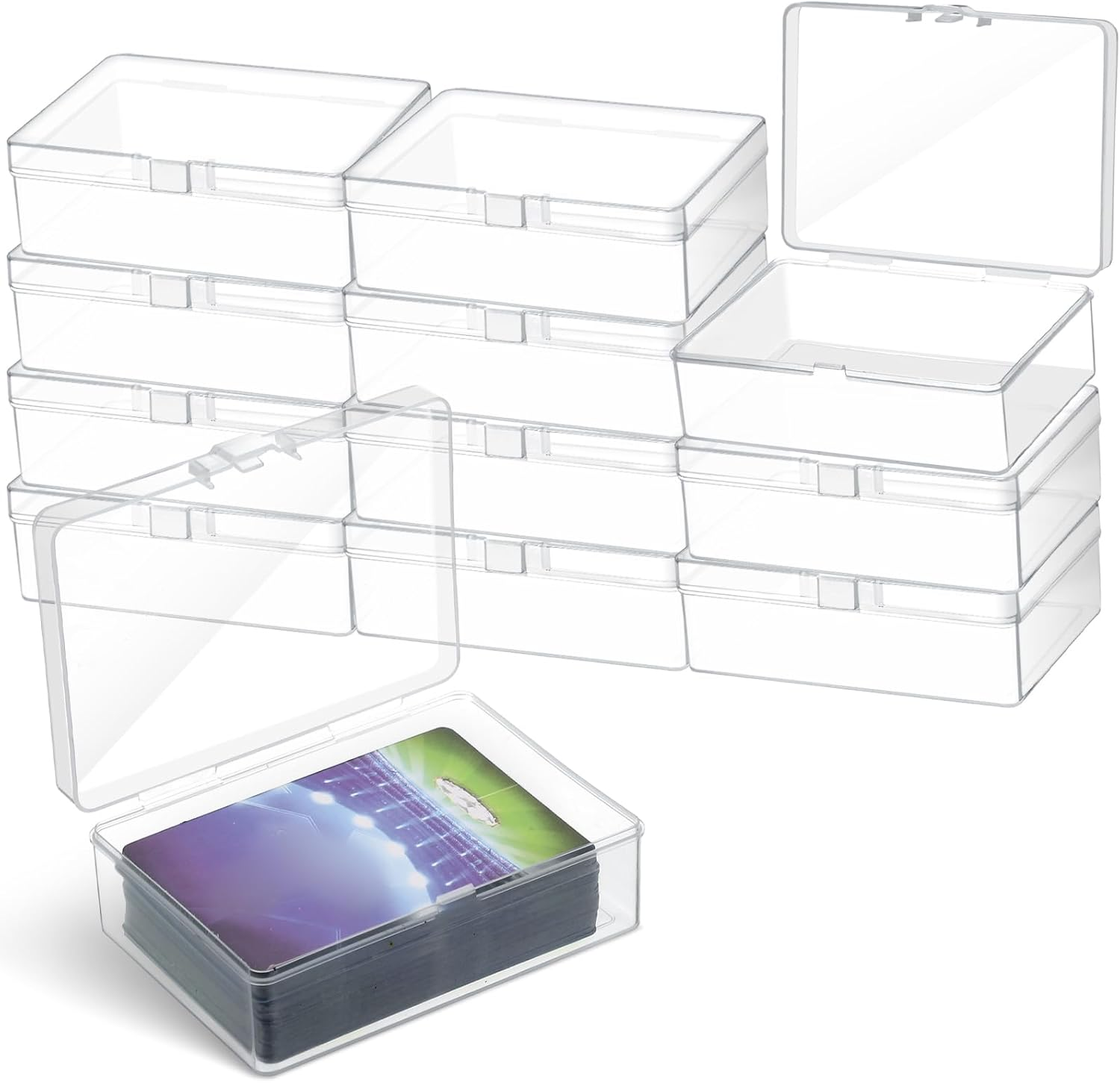12 Pcs Playing Card Boxes Clear Plastic Deck Cases Trading Card Storage  Boxes Co | eBay