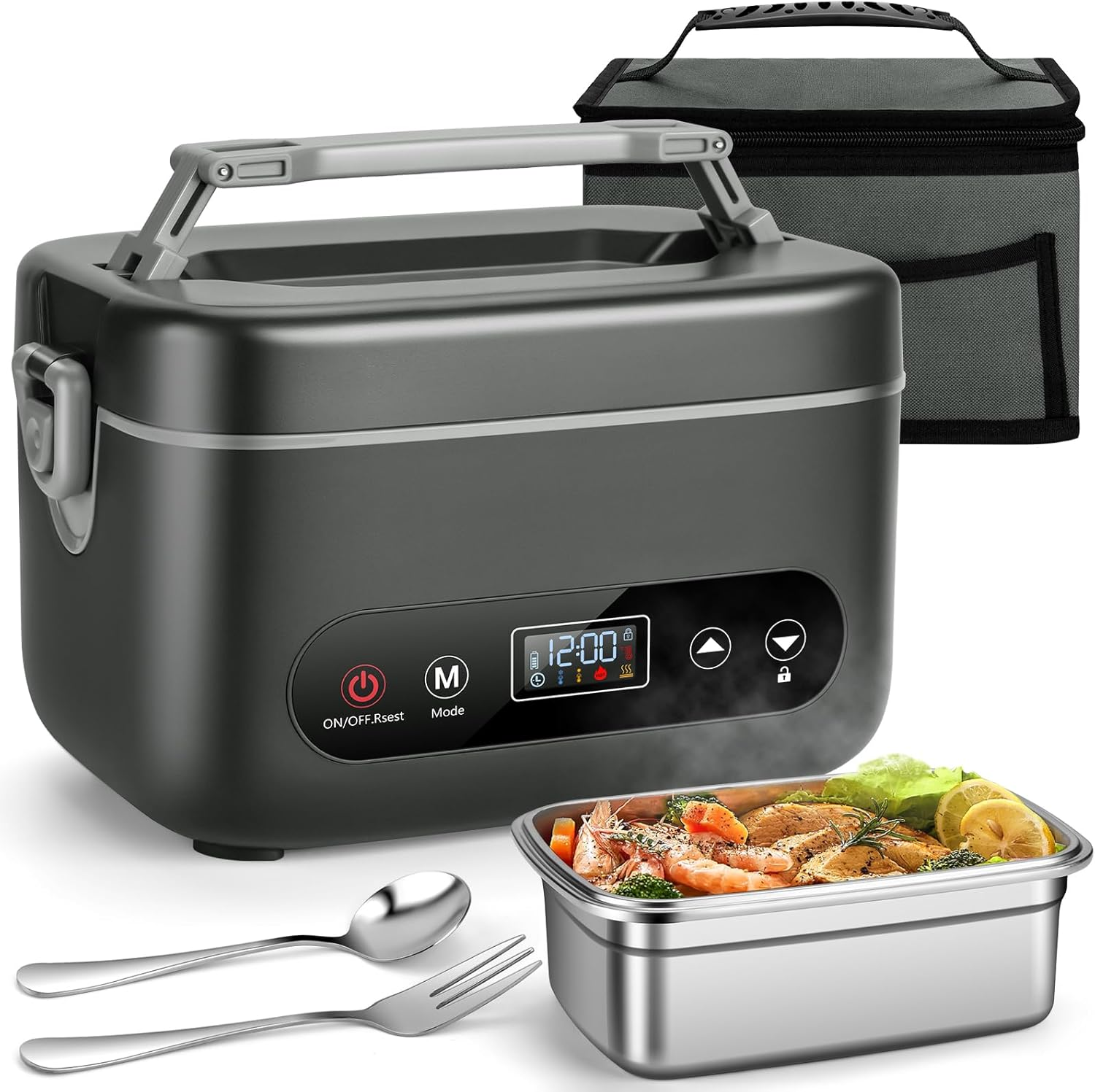 1.2L Cordless Electric Lunch Box – 20000Mah Rechargeable Portable Food Warmer with 5-Sided Heating, Auto Temperature Control, Leakproof & Bpa-Free – Perfect for Office, Truck, Outdoors