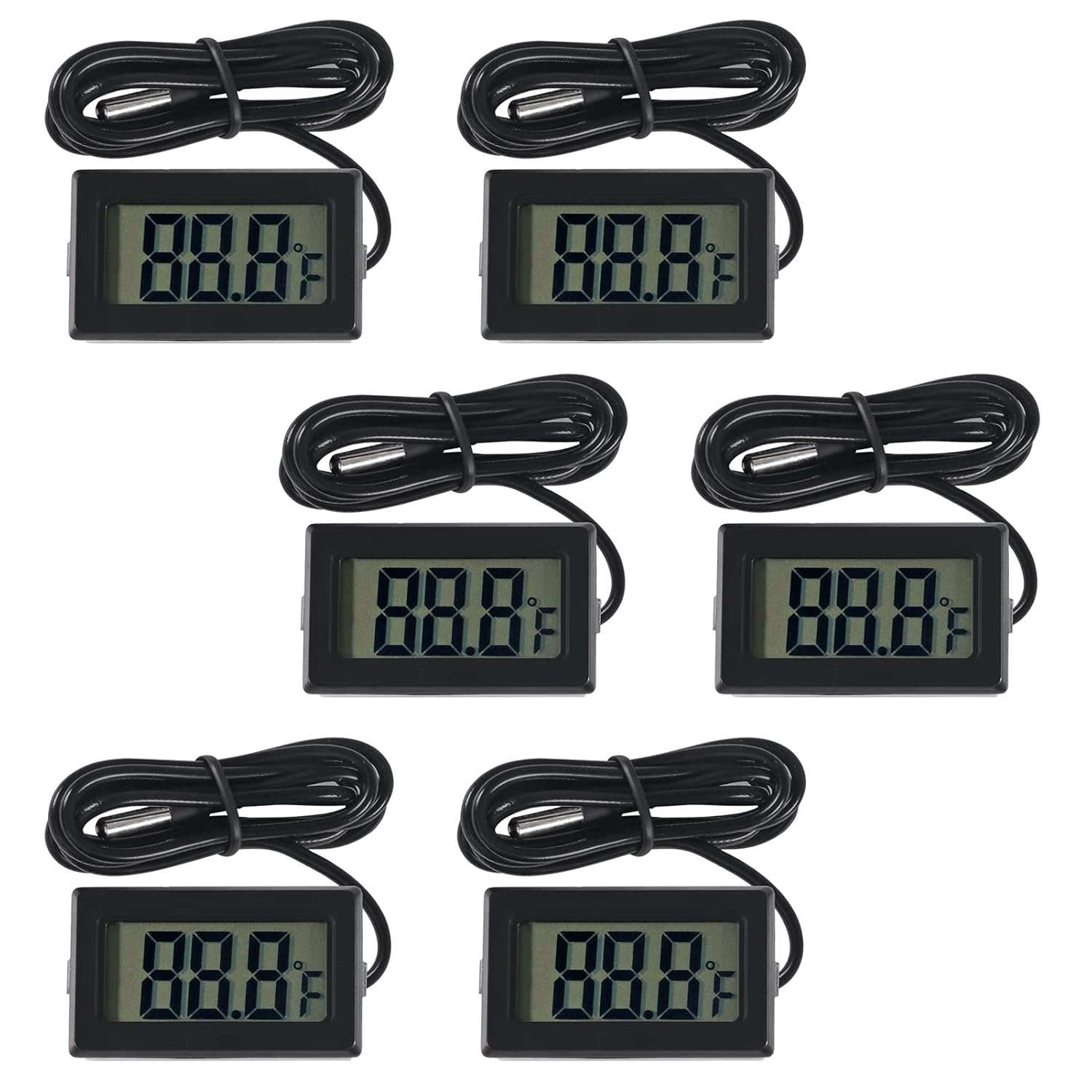 6-Pack TPM-10 Fahrenheit(?) Digital Thermometer Wired for Car Greenhouse