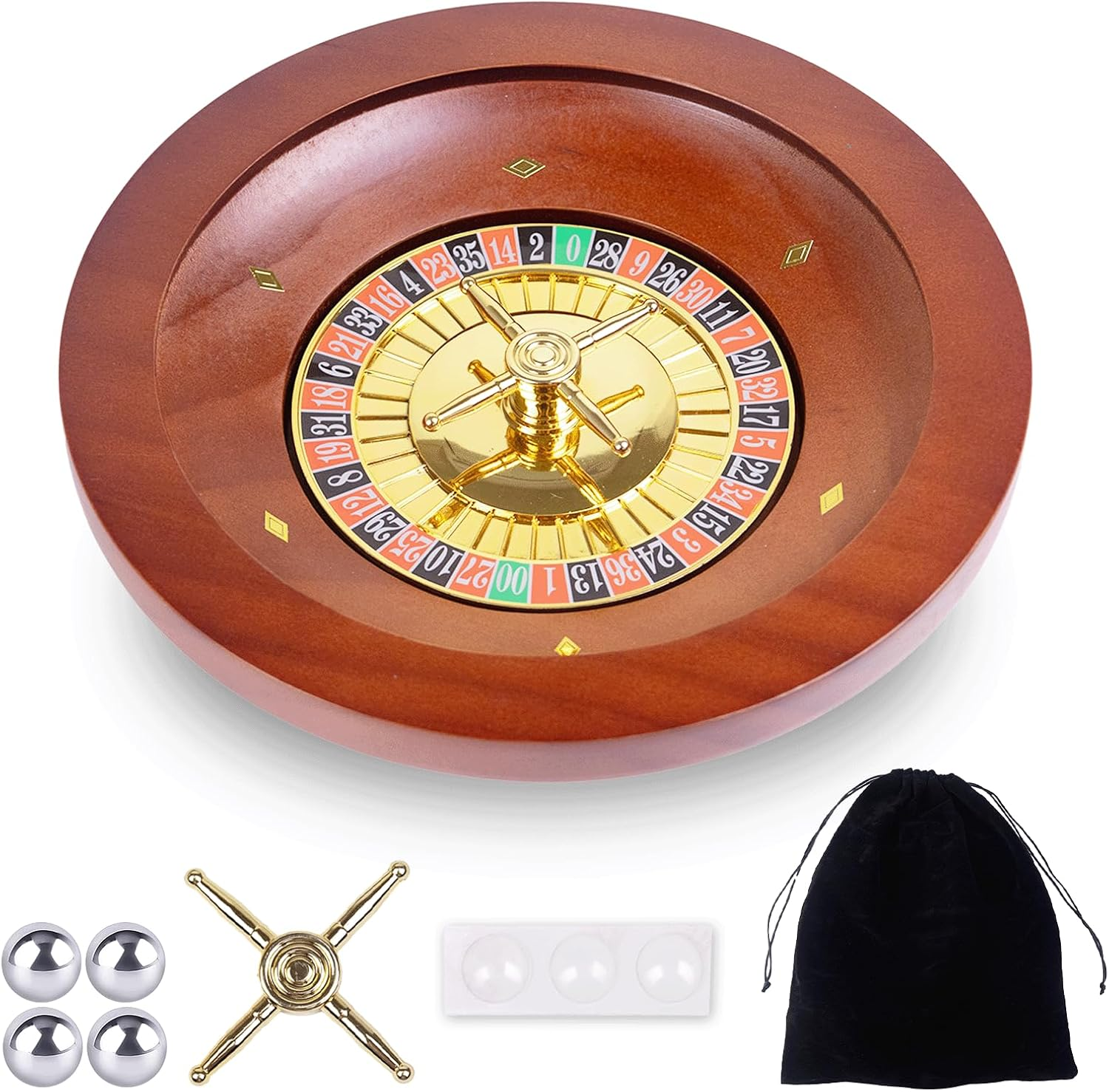 10 Inch Wooden Roulette Wheel Professional Solid Wood Casino Roulette Wheels for Adults With 4 Roulette Balls Perfect for Home Game Night and Entertainment Party