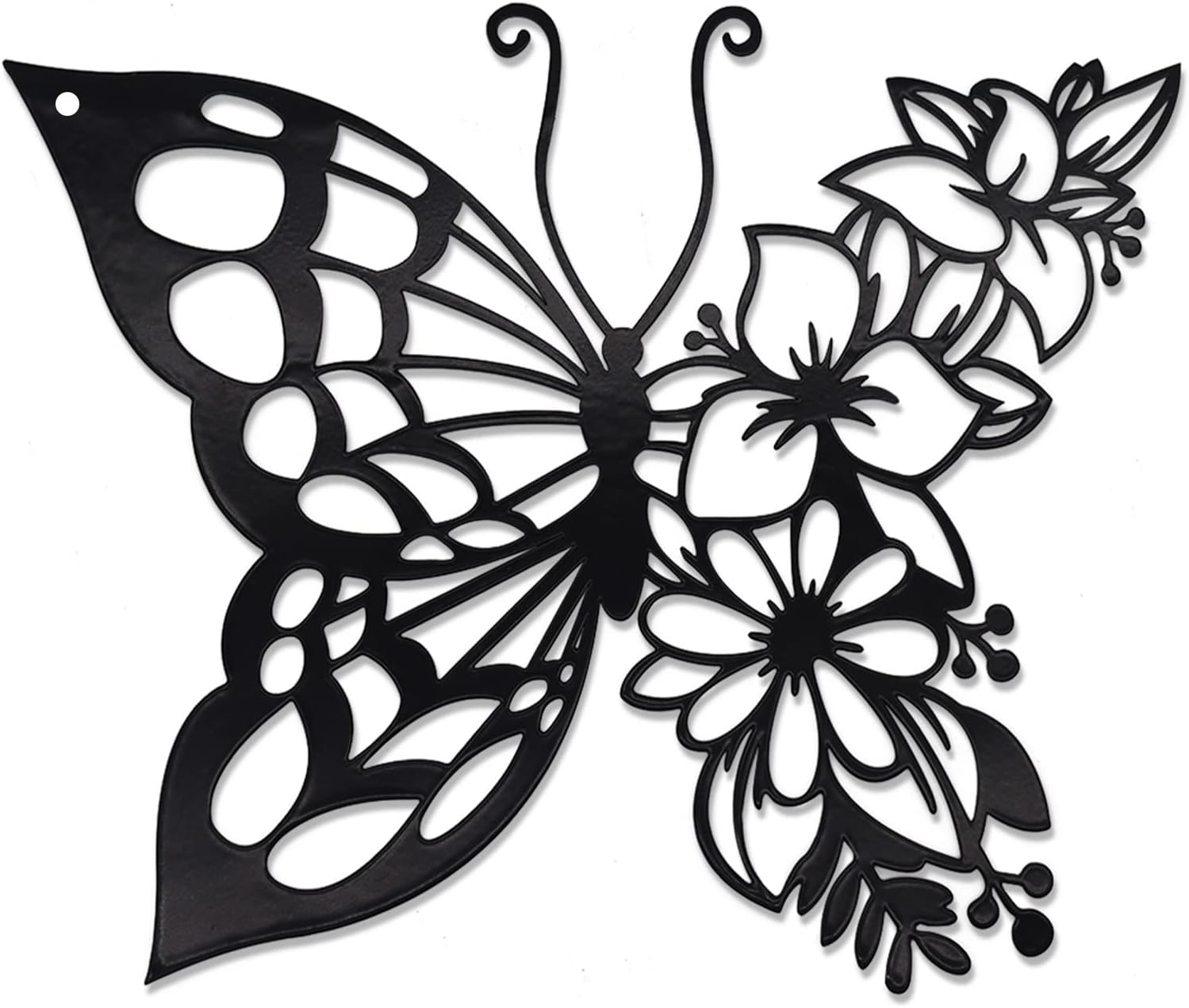 Butterfly Decoration Wall Art Boho Home Decor Hanging Appearance Metal Flower for Bedroom Living Room Wall,Black(Medium)