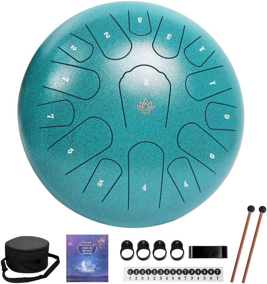 Rain Drum for outside Garden,Steel Tongue Drum 12 Inches 15 Notes Musical 