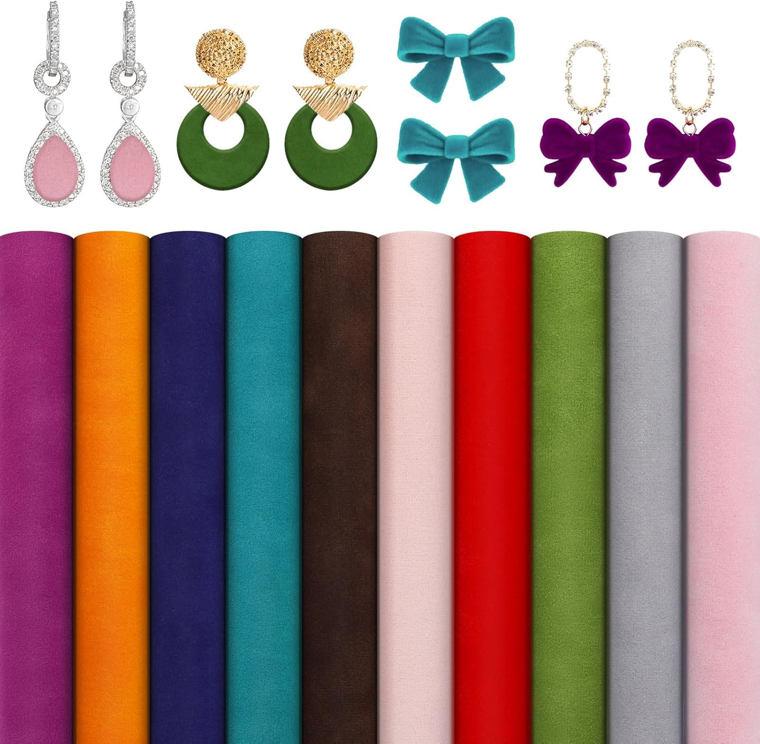 10 Pcs Double Sided Velvet Fabric 8 x 13 Inch Soft Flocking Fabric Sheets Assorted Color Velvet Short Plush Decorative Cloth Precut Flannel Patchwork Squares for DIY Bows Wallets Hair Accessories