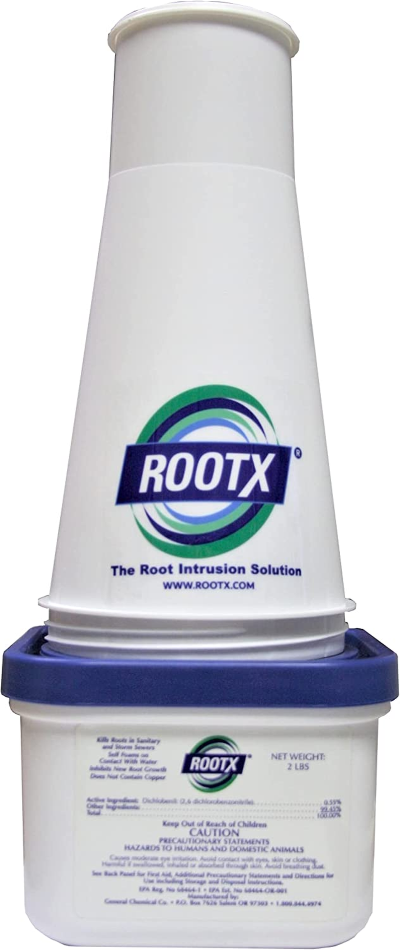 - 2LB. JAR with Funnel/Applicator Foaming Root Control for Sewer Lines and Septic Systems