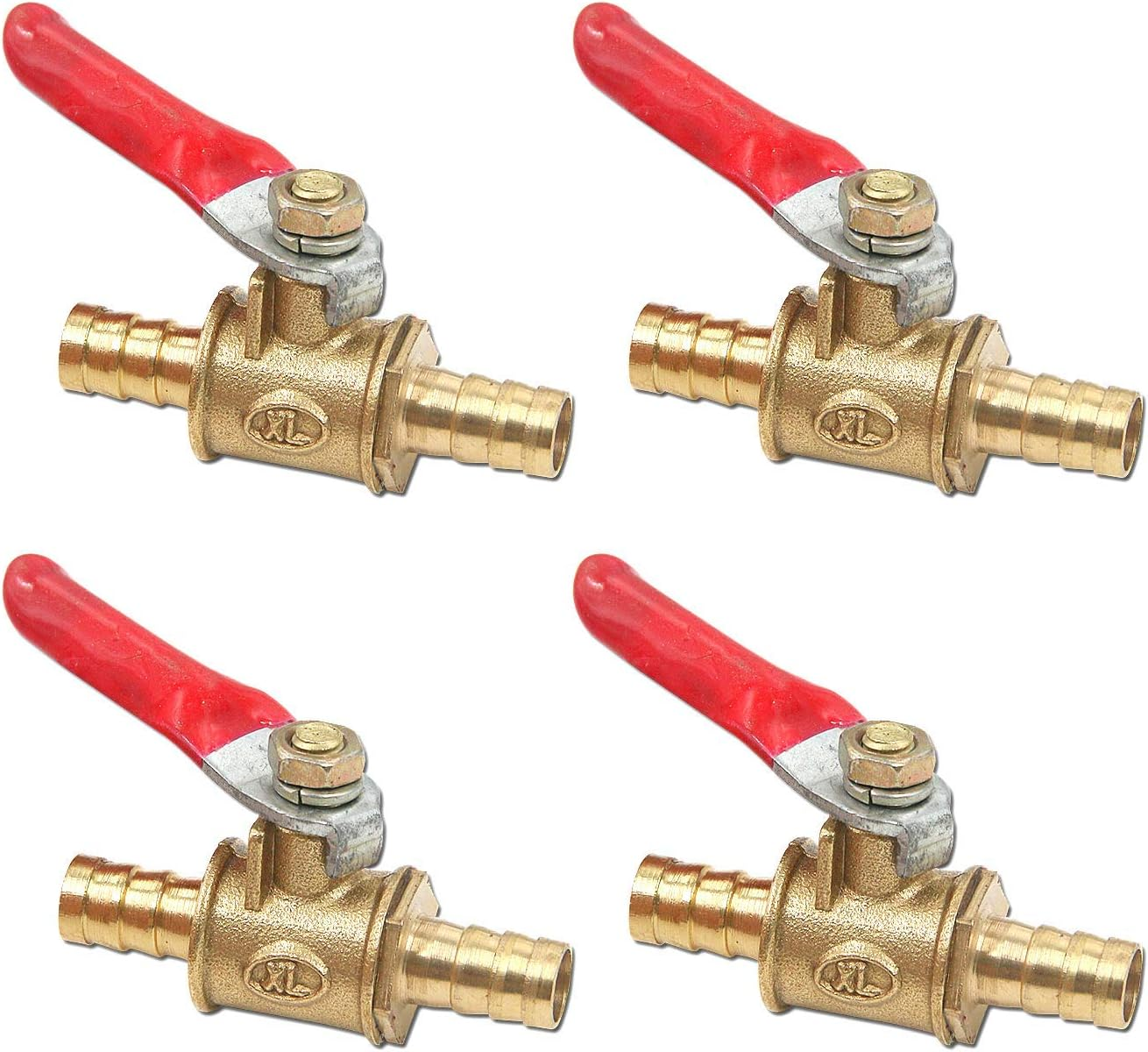 Antrader 4 Pcs Forged Brass Ball Valve Mini Shut off Switch with 180 Degree Operation Handle, 5/16