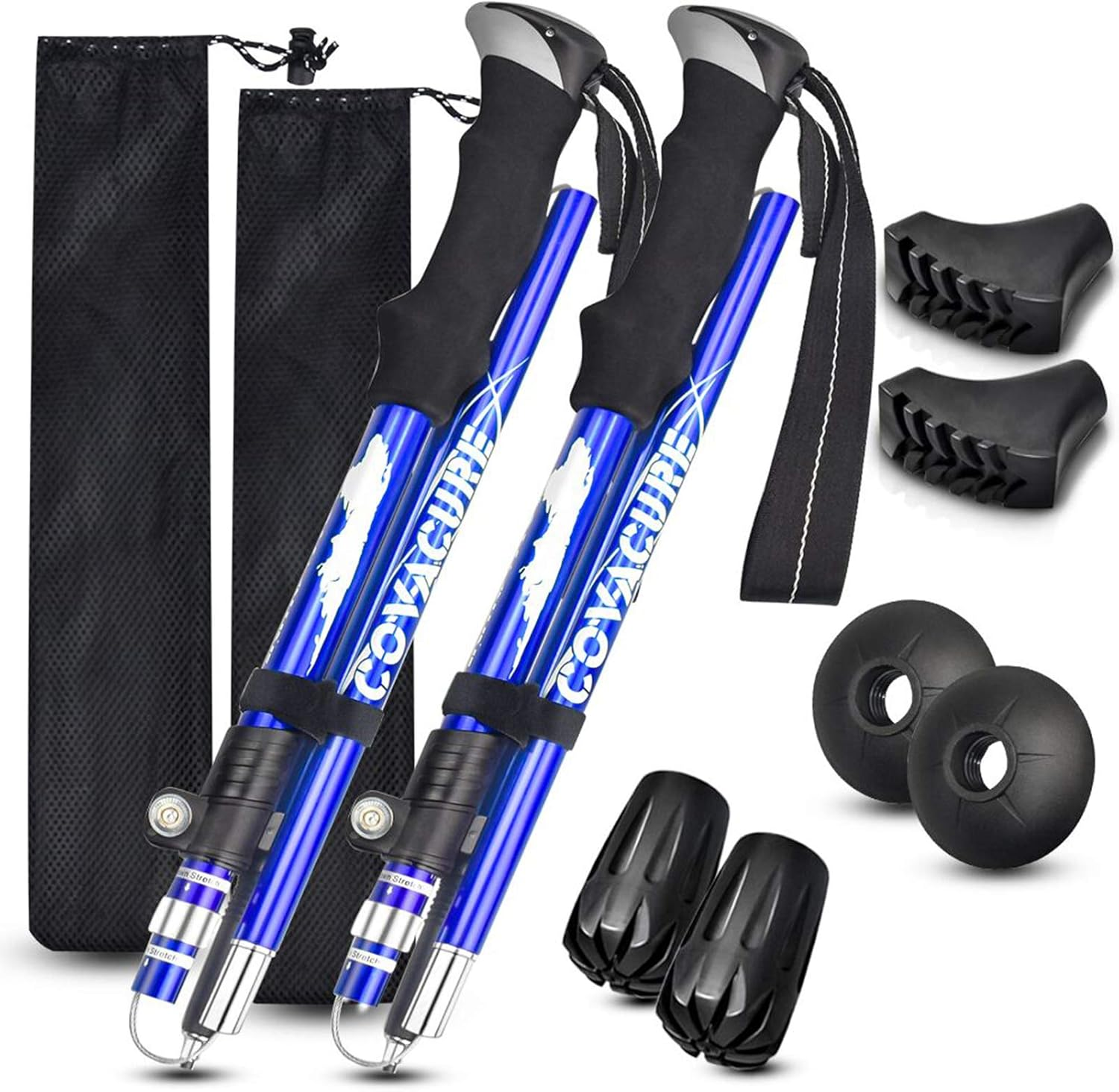 Trekking Poles Collapsible Hiking Poles - 2 Pcs Aluminum Alloy 7075 Trekking Sticks with Quick Lock System, Telescopic, Collapsible for Hiking, Camping