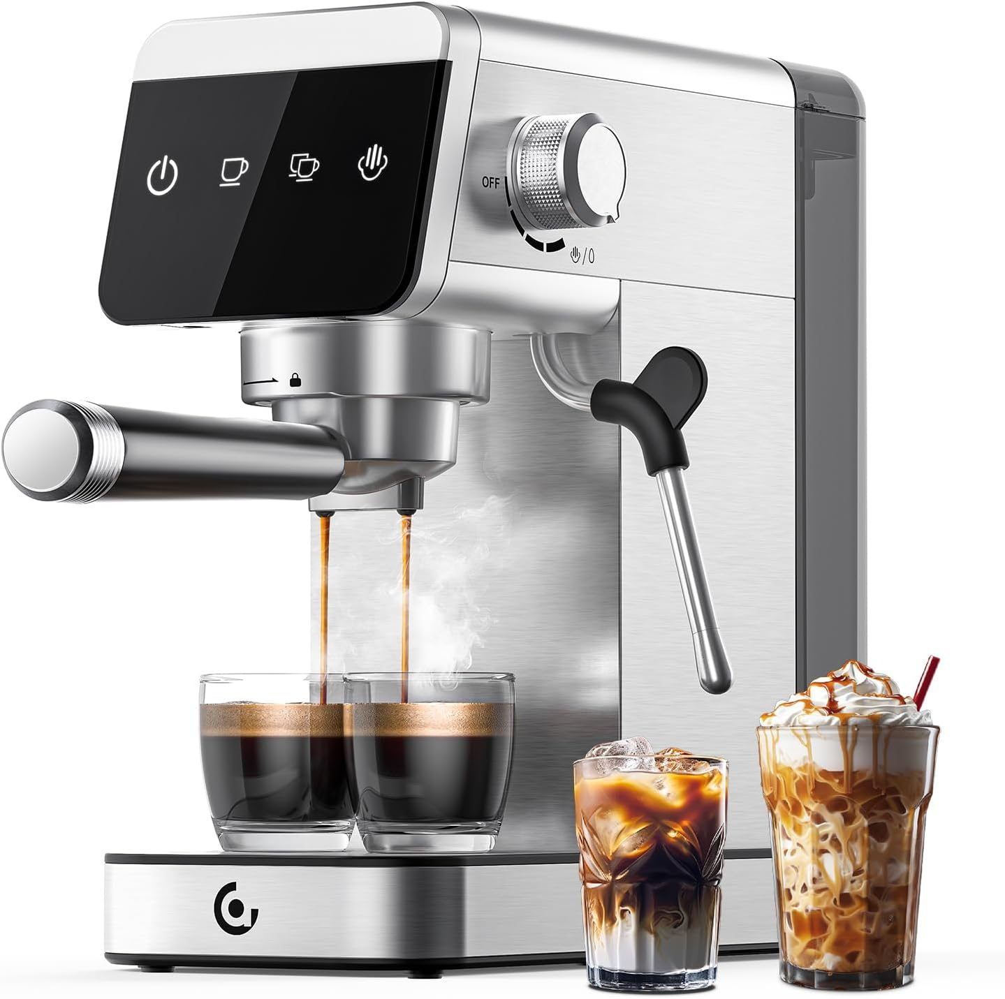 Espresso Machine with 20 Bar Pressure & LED Touch Screen, Compact Design