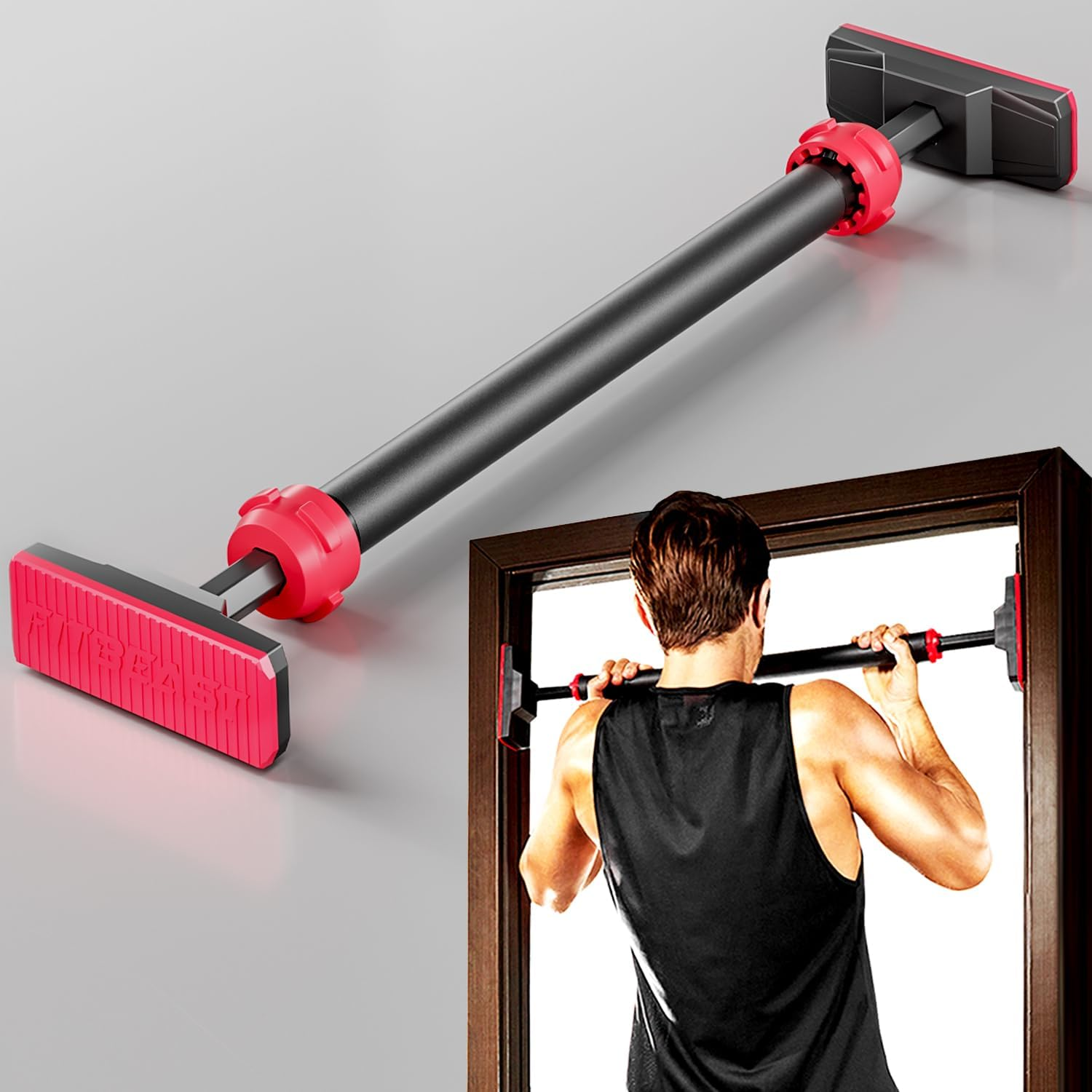 Pull up Bar for Doorway, Strength Training Pullup Bar with No Screws, Chin up Bar with Adjustable Width Locking Mechanism, Doorway Pull up Bar Max Load 440Lbs for Home Gym