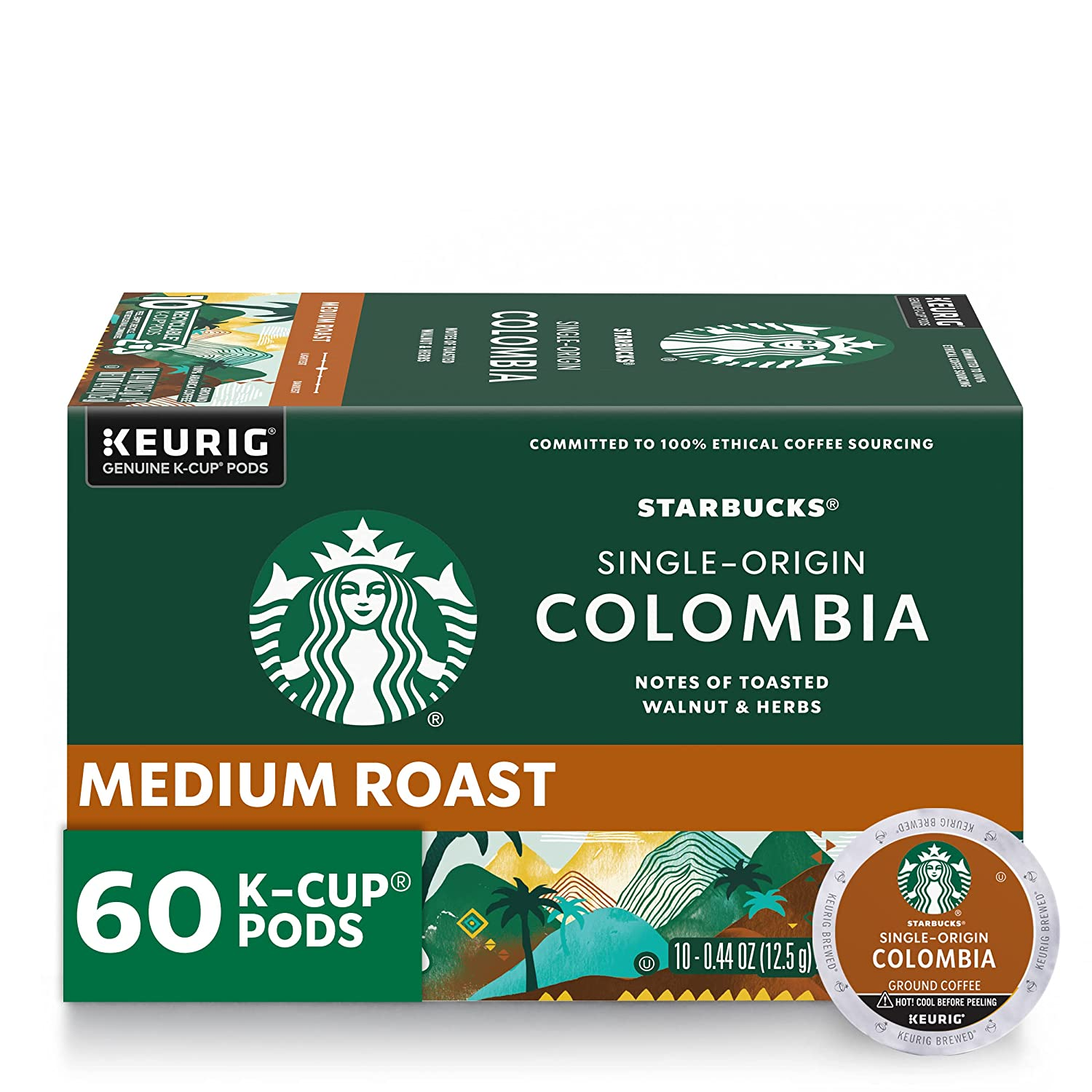 K-Cup Coffee Pods, Medium Roast Coffee, Colombia, 100% Arabica, 6 Boxes (60 Pods Total)