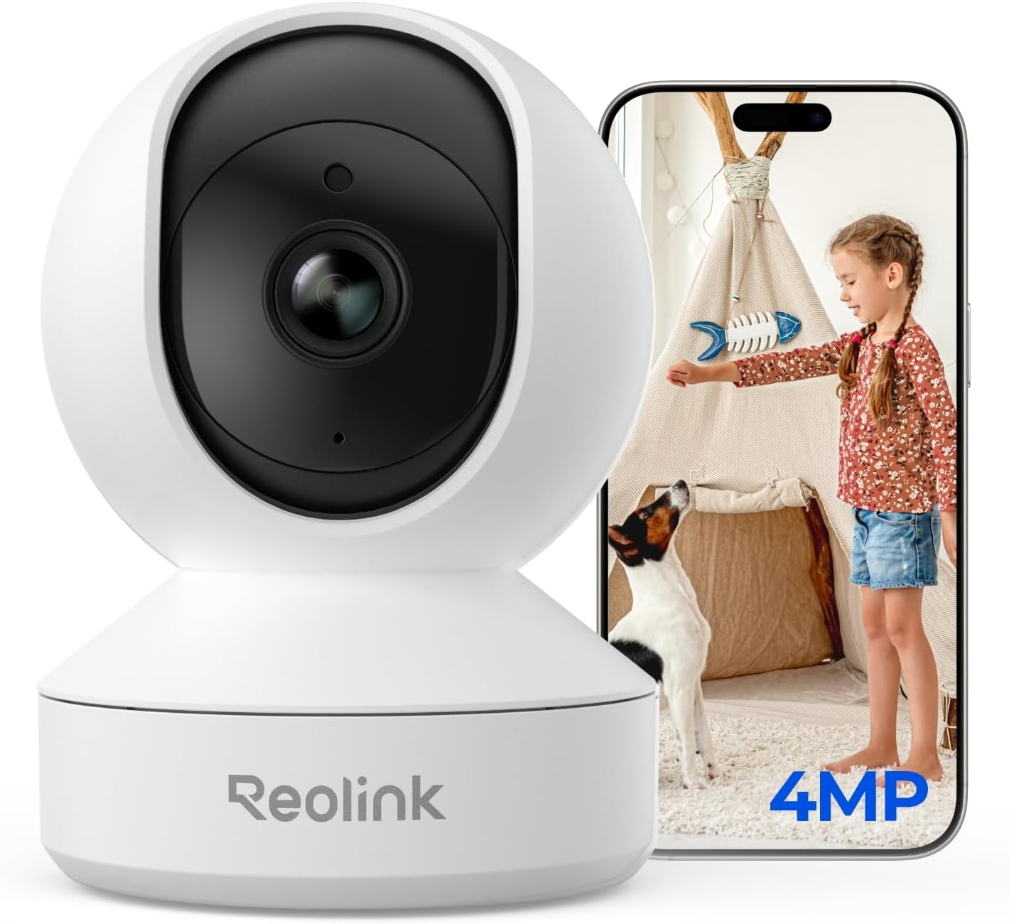 Telecamera Wifi Interno 4MP – Vista a 360°, Auto Tracking, Videocamera Sorveglianza Con Rilevamento IA (Persona/Animale/Pianto), Audio Bidirezionale, Visione Notturna, Baby Monitor – E1