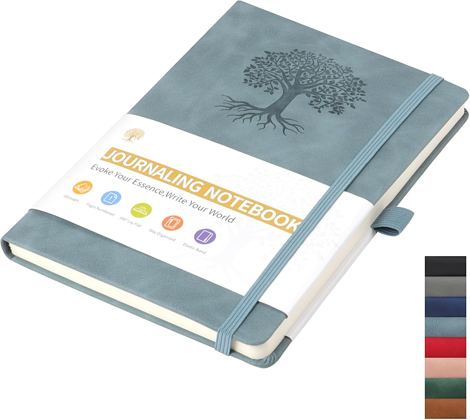 A5 Journal Notebook for Men and Women, Lined Hardcover Notebook with Elastic ... - Picture 9 of 20