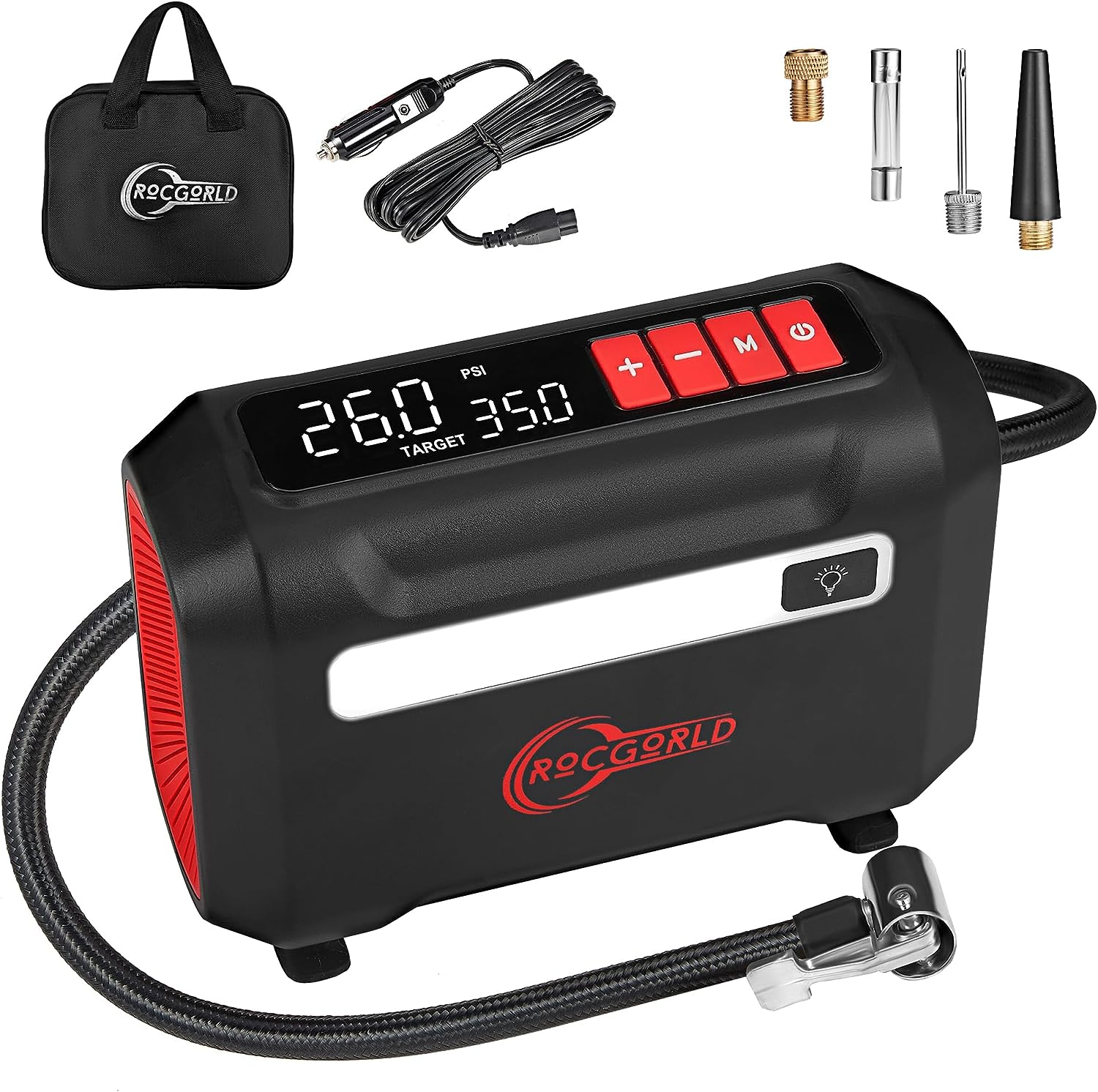 Tire Inflator Portable Air Compressor, DC 12V Air Compressor With Digital Screen