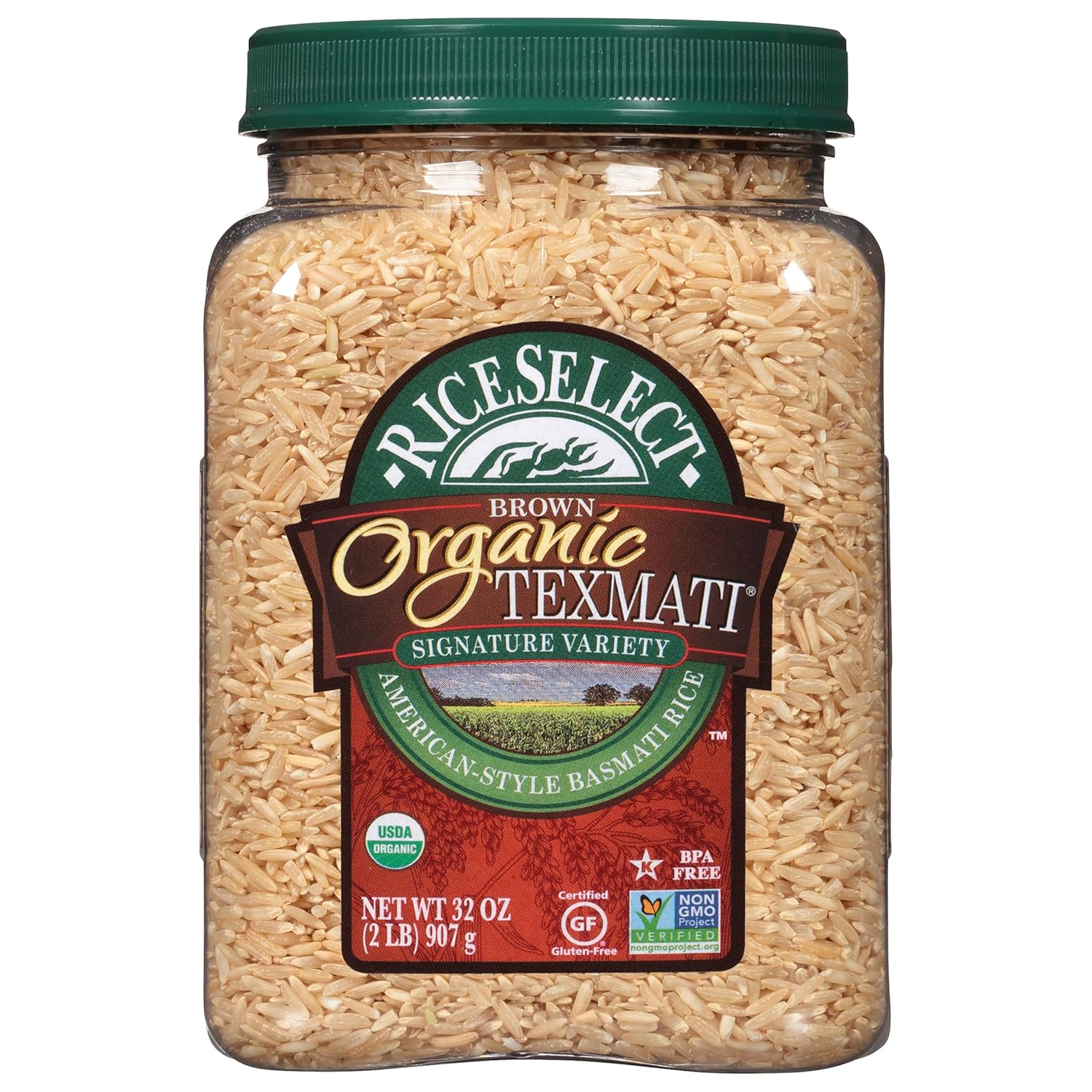 Arroz basmati integral organico Texmati grano largo premium sin OMG y sin gluten