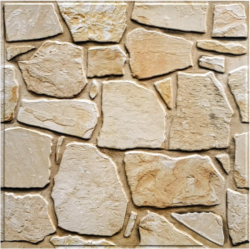 Commomy 10 Pcs 3D Faux Stone Peel and Stick Wall Tiles Wall Panels 11.8"x11.8... - Picture 2 of 14