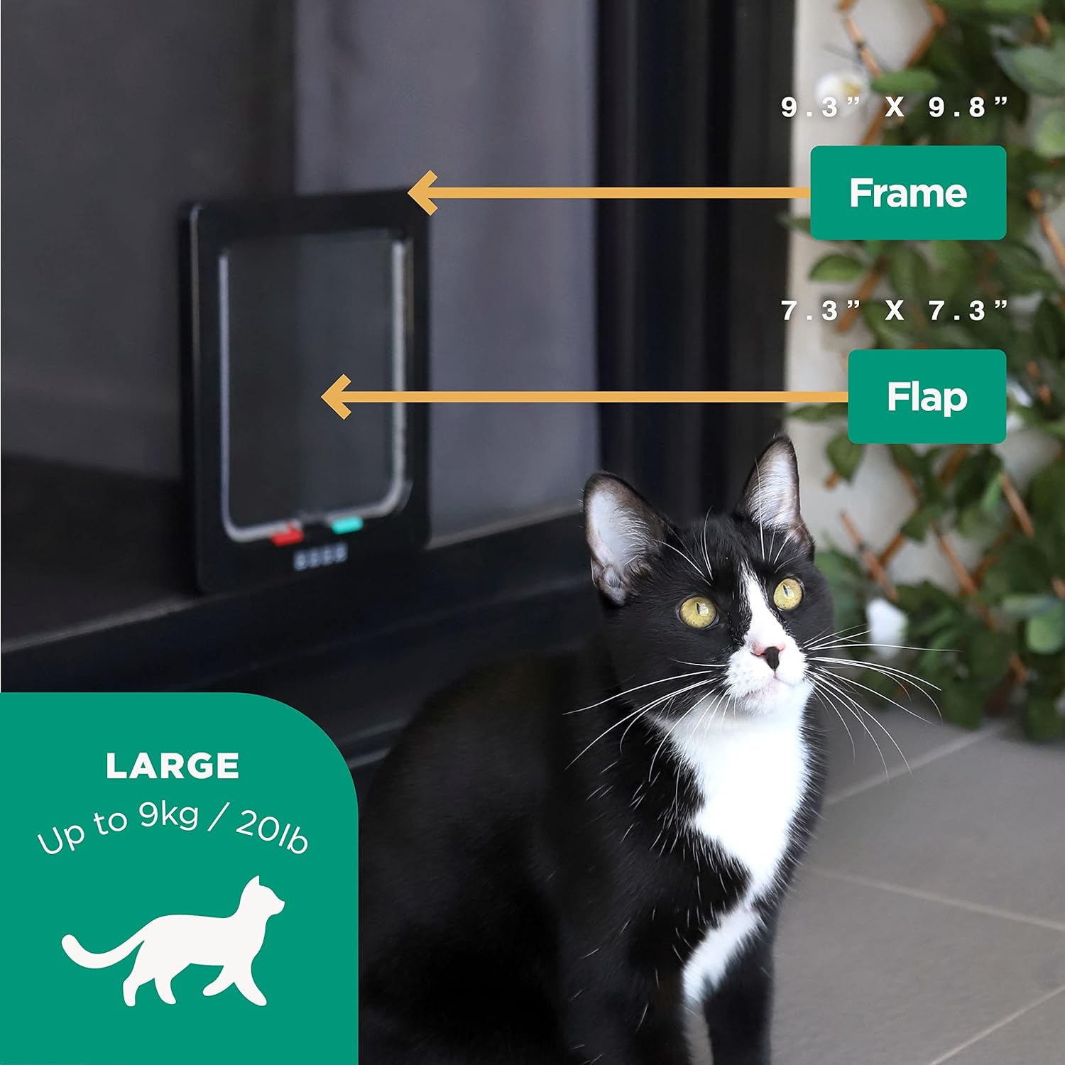 Hakuna Pets Standard Cat and Small Pet Door, Large, Black, Pets up to 20 lbs - Picture 6 of 13