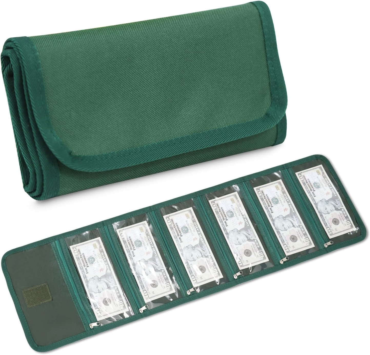 Money Wallet, Organizer for Cash with 6 Zippered Pocket Multipack Pouch, Bill... - Picture 10 of 13