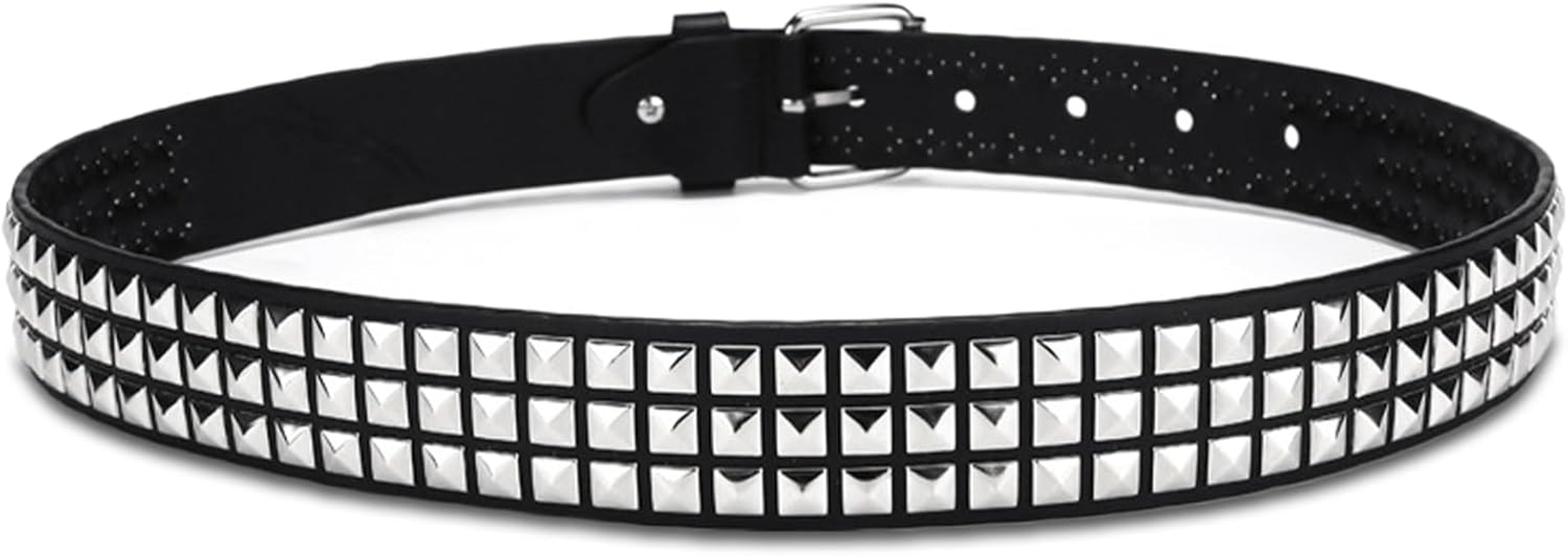 Studded Punk Rock Rivet Belt for Men & Women, Pyramid Metal Design with Silver Accents