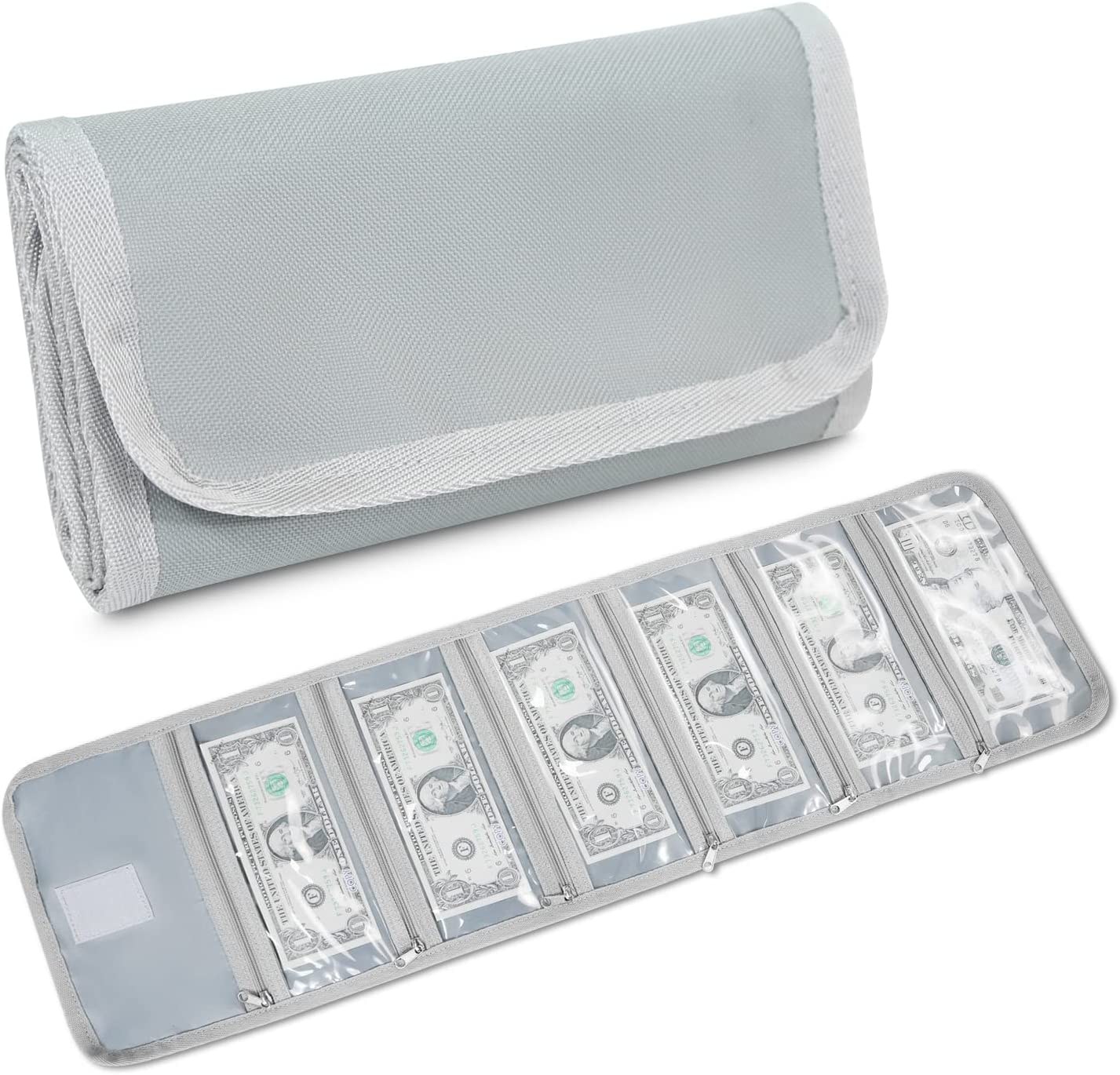 Money Wallet, Organizer for Cash with 6 Zippered Pocket Multipack Pouch, Bill... - Picture 11 of 13
