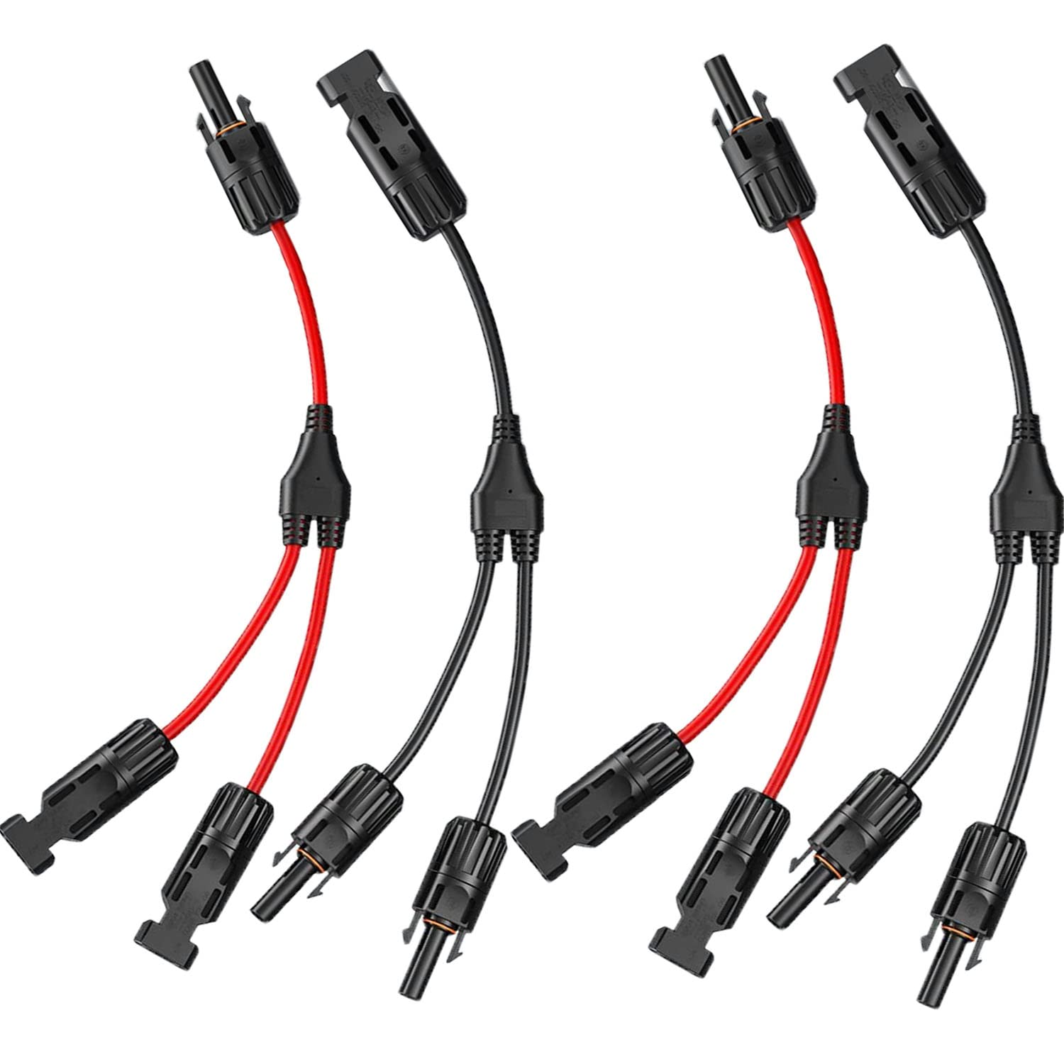 4 Stück Solarkabel Y-Stecker Solarmodul Kabelanschlüsse Solarkabel Y Verteiler Schwarz/Rot