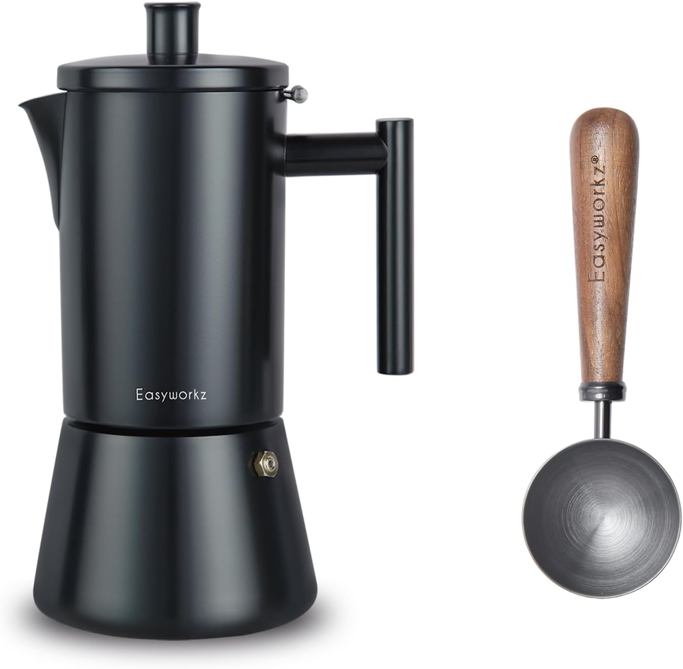 Diego Stainless Steel Espresso Maker with Coffee Spoon Bundle