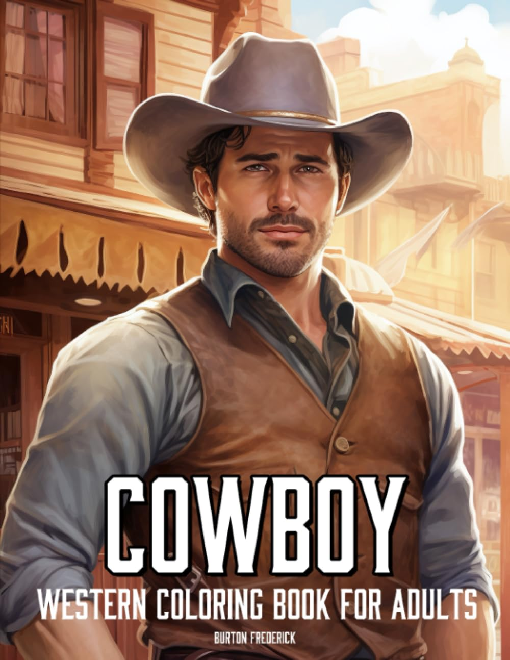 Cowboy: Western Coloring Book for Adults - 50 Illustrations of Western Men