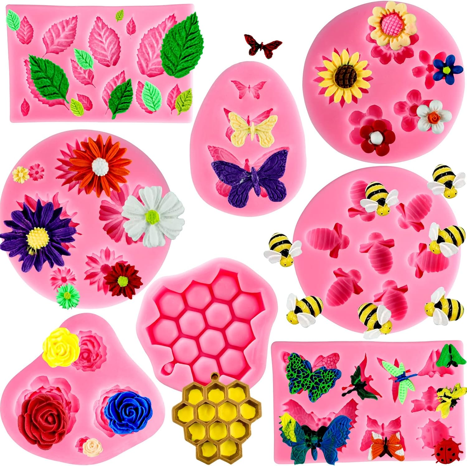 Silicone Mold Flower 8pcs Chocolate Fondant Polymer Clay Candy Gummy Mold,Ros... - Picture 2 of 14