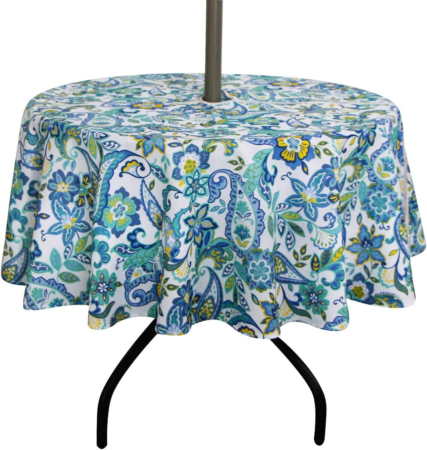 60inch round patio cover with umbrella hole 60 Inch Waterproof Tablecloth And Zipper For Indoor Outdoor Use Spillproof Polyester With Stain And Shrink or scratches Classic Accessories Ravenna Round Patio