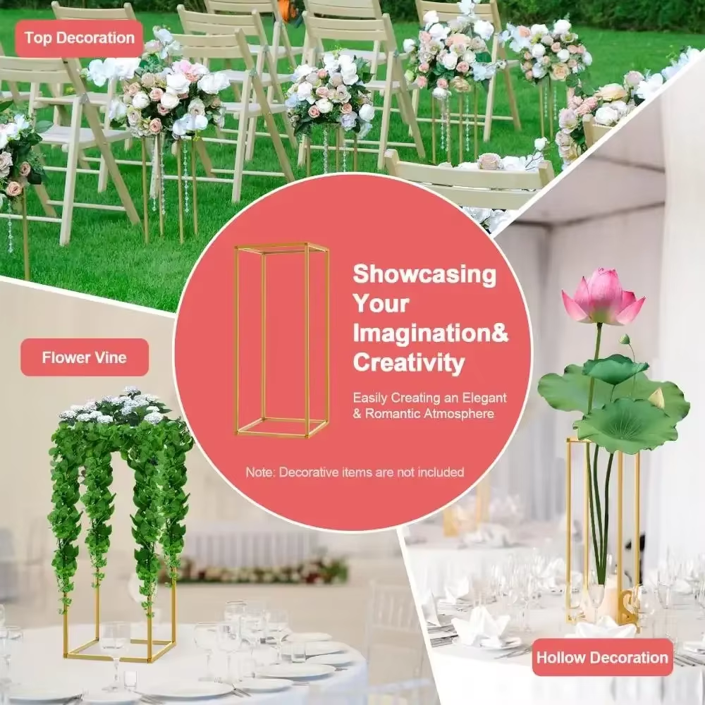 1 Set Metal Golden Rectangular Frame Backdrop Wedding Rack Arch for Birthday Party Backdrop Wedding DLY Decor Height 40/60/80Cm