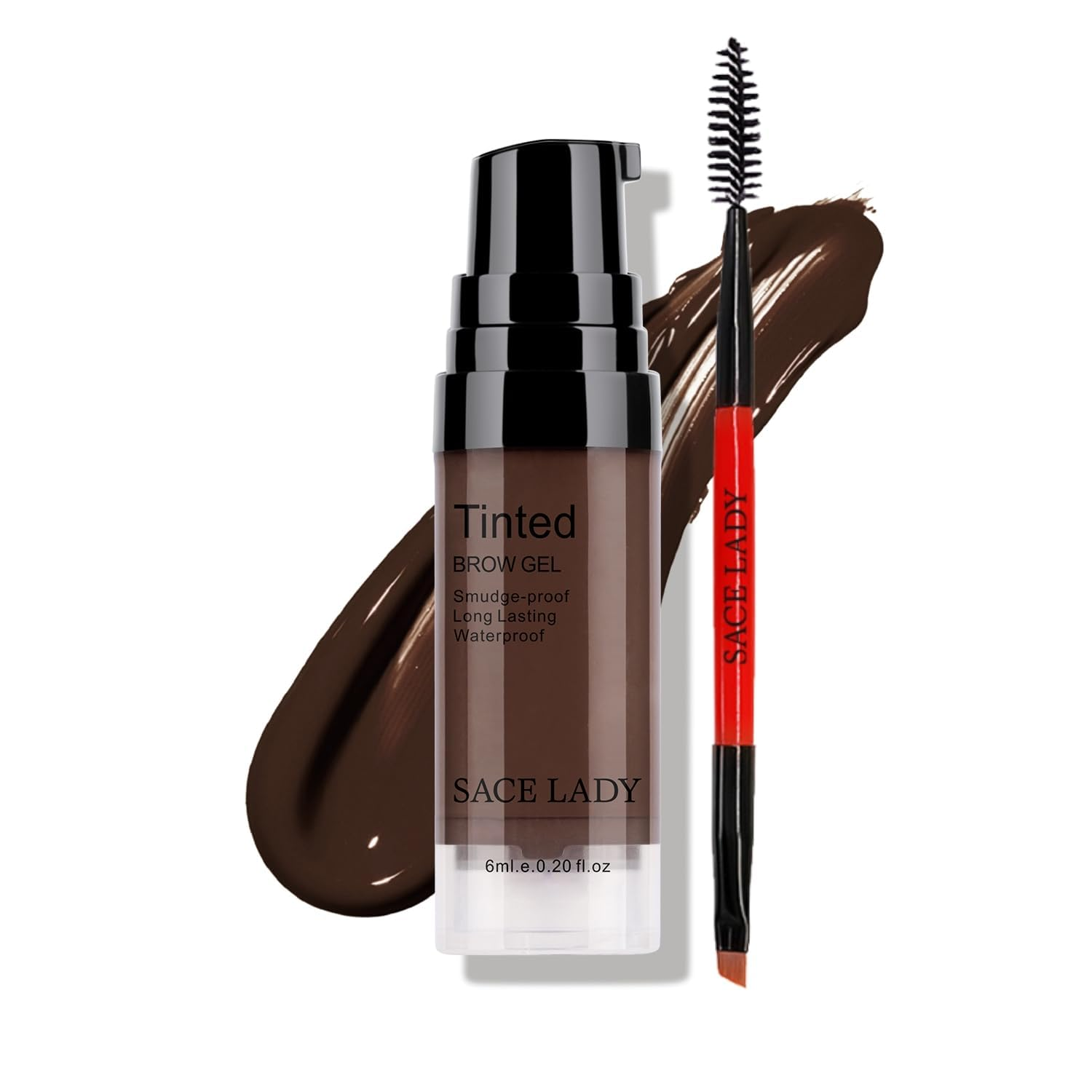 SACE LADY 3D Eyebrow Gel Long Lasting 24 Hours Waterproof Smudge-Proof Brow Cream Makeup Kit (02 DARK BROWN, 0.2Fl Oz)