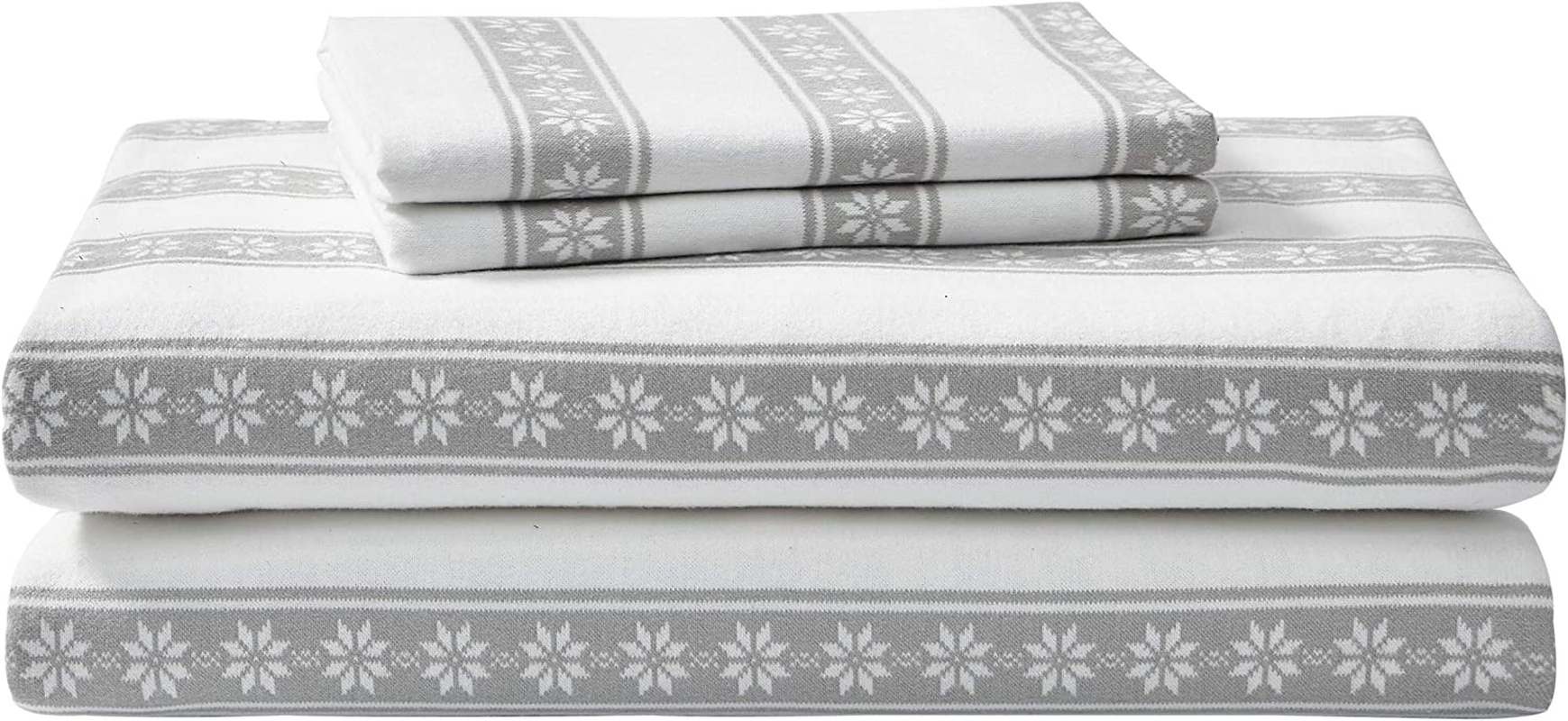 - Twin Sheets, Cotton Flannel Bedding Set, Brushed for Extra Softness, Cozy Home Decor (Snowflake Fair Isle, 3 Pieces, Twin)