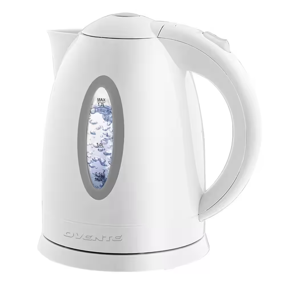7-Cup Bpa-Free White Electric Kettle with Auto Shut off Feature, Boil-Dry Protection and Removable Filter