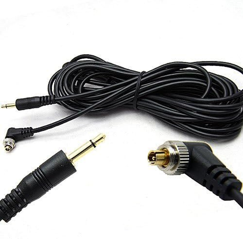 5M 16Ft 3.5Mm to Male Flash PC Sync Cable with Screw Lock