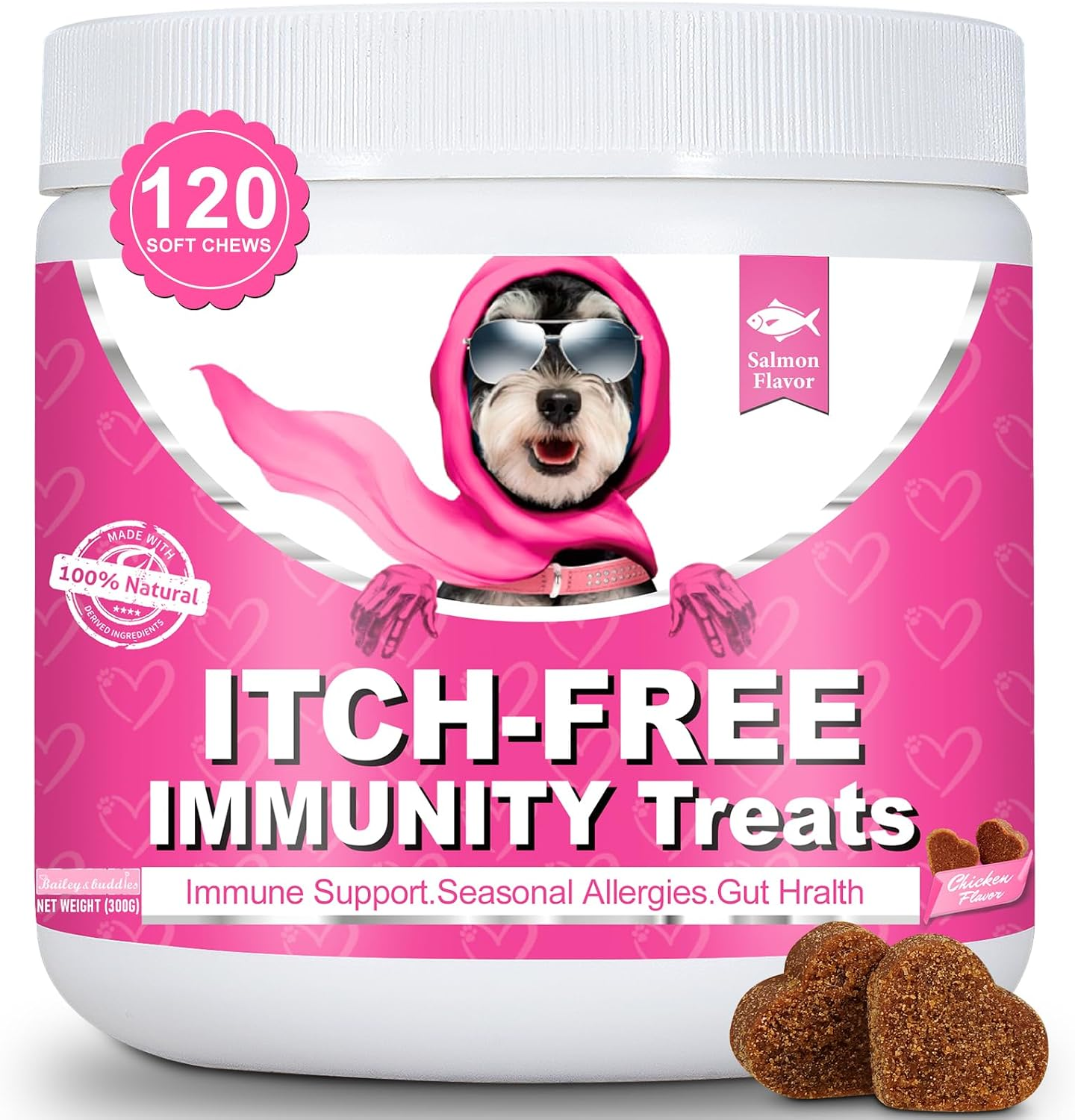 ITCH FREE Allergy Relief Chews For Dogs Anti Itch Skin Supplement With Quercetin
