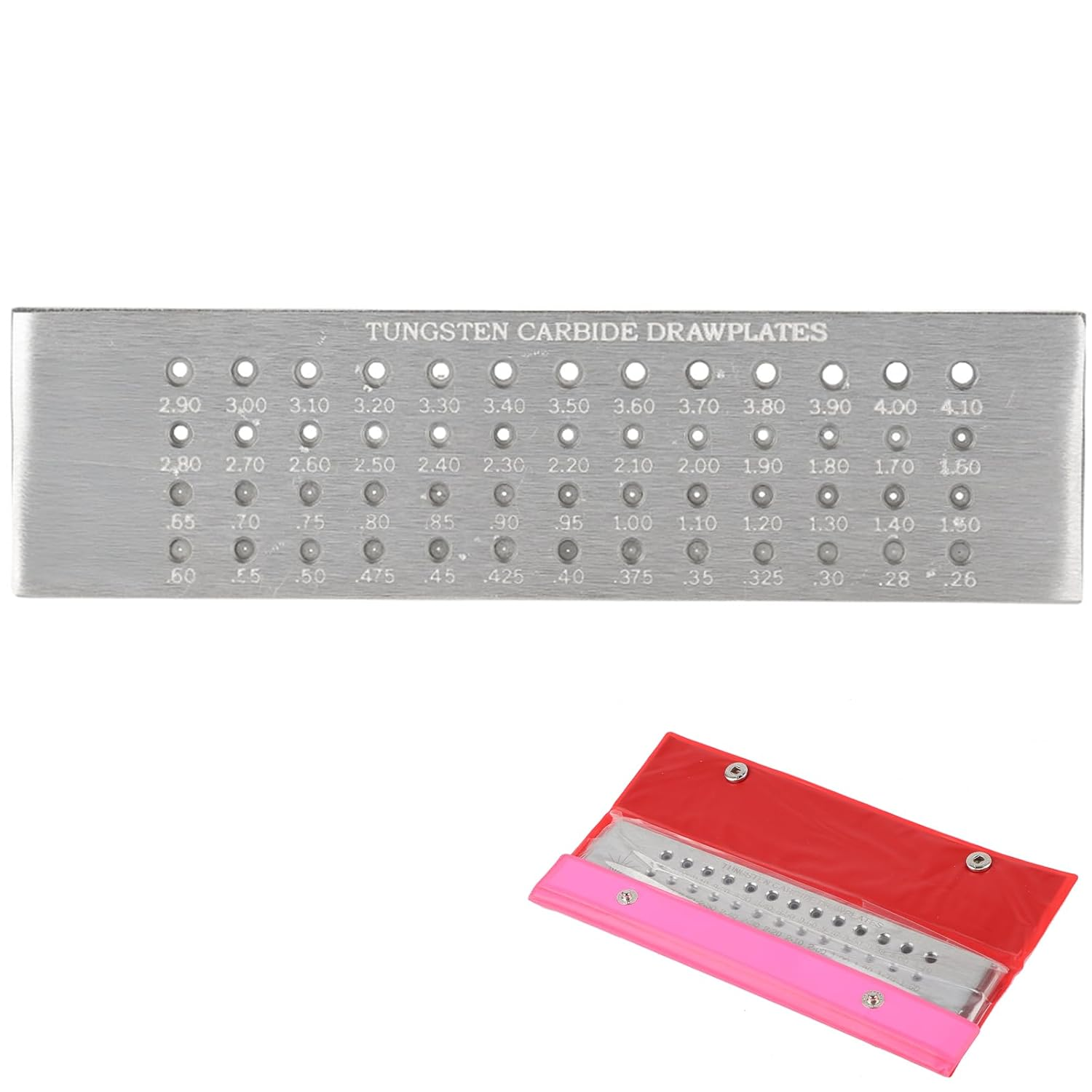 Wire Drawplate, 0.26-4.10Mm 52 round Hole Tungsten Carbide Draw Plate, Portable Jewelry Making Tools, Rolling Mille for Jewelry