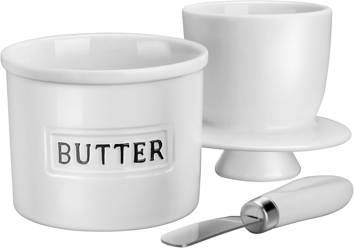 ADIVEE Butter Crock with Spreader, Porcelain French Butter Keeper with Water ... - Picture 2 of 13
