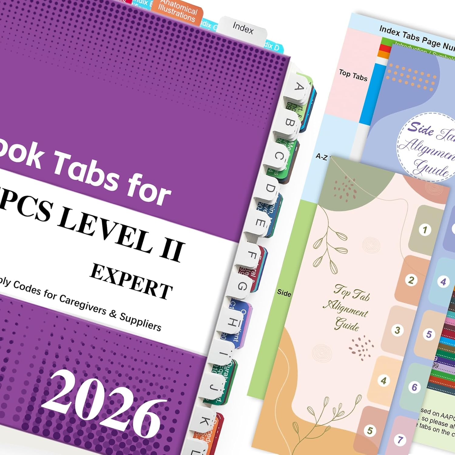 2026 HCPCS Level II Index Tabs for AAPC - Color-Coded Book Tabs Set - 96 Pcs