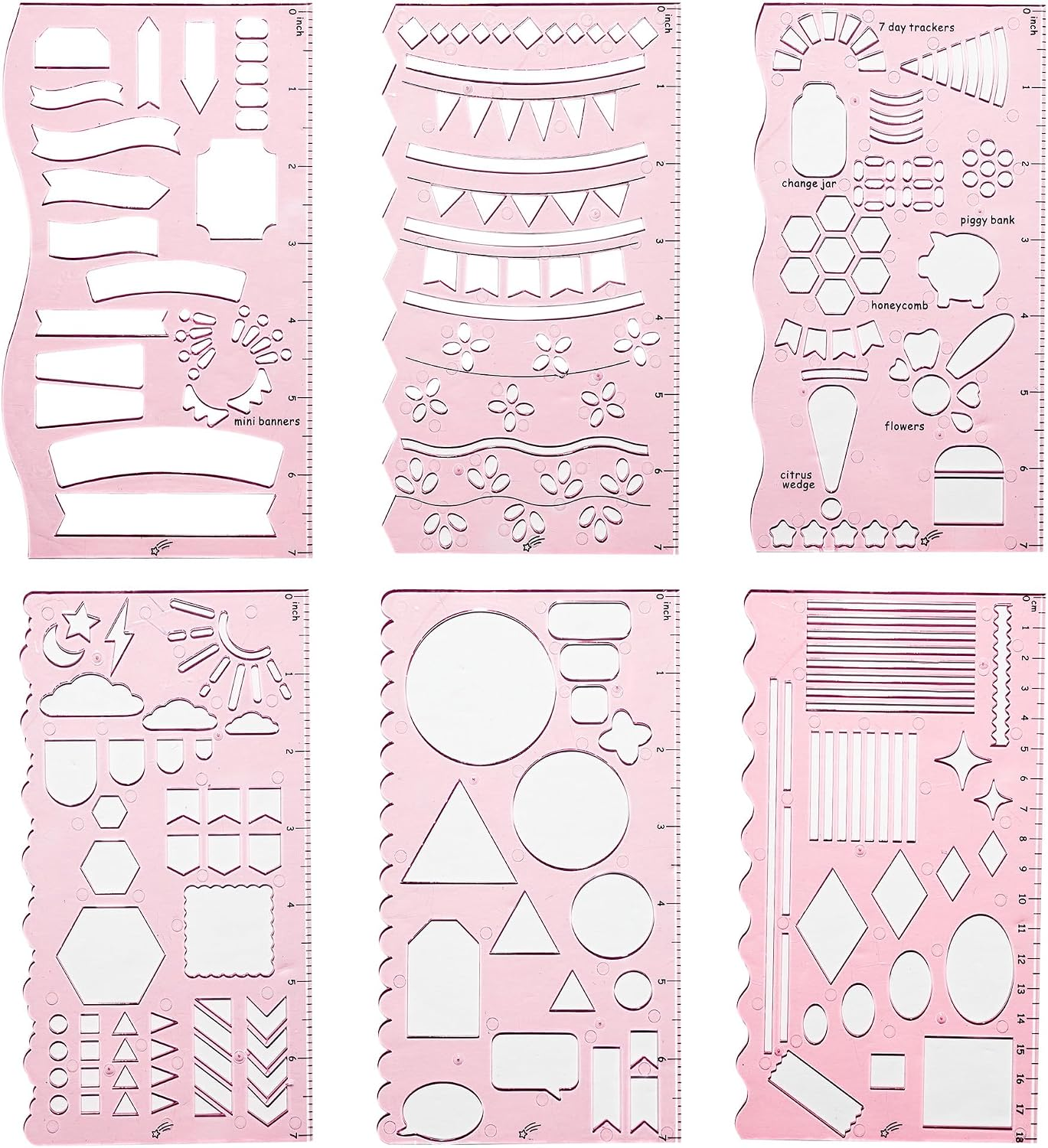 Journal Stencils, Planner Stencils, Notebook, Diary, Journaling, Bullet Journaling Supplies, Notebook, DIY Drawing, Hard Plastic, Planner Accessories - Watermelon