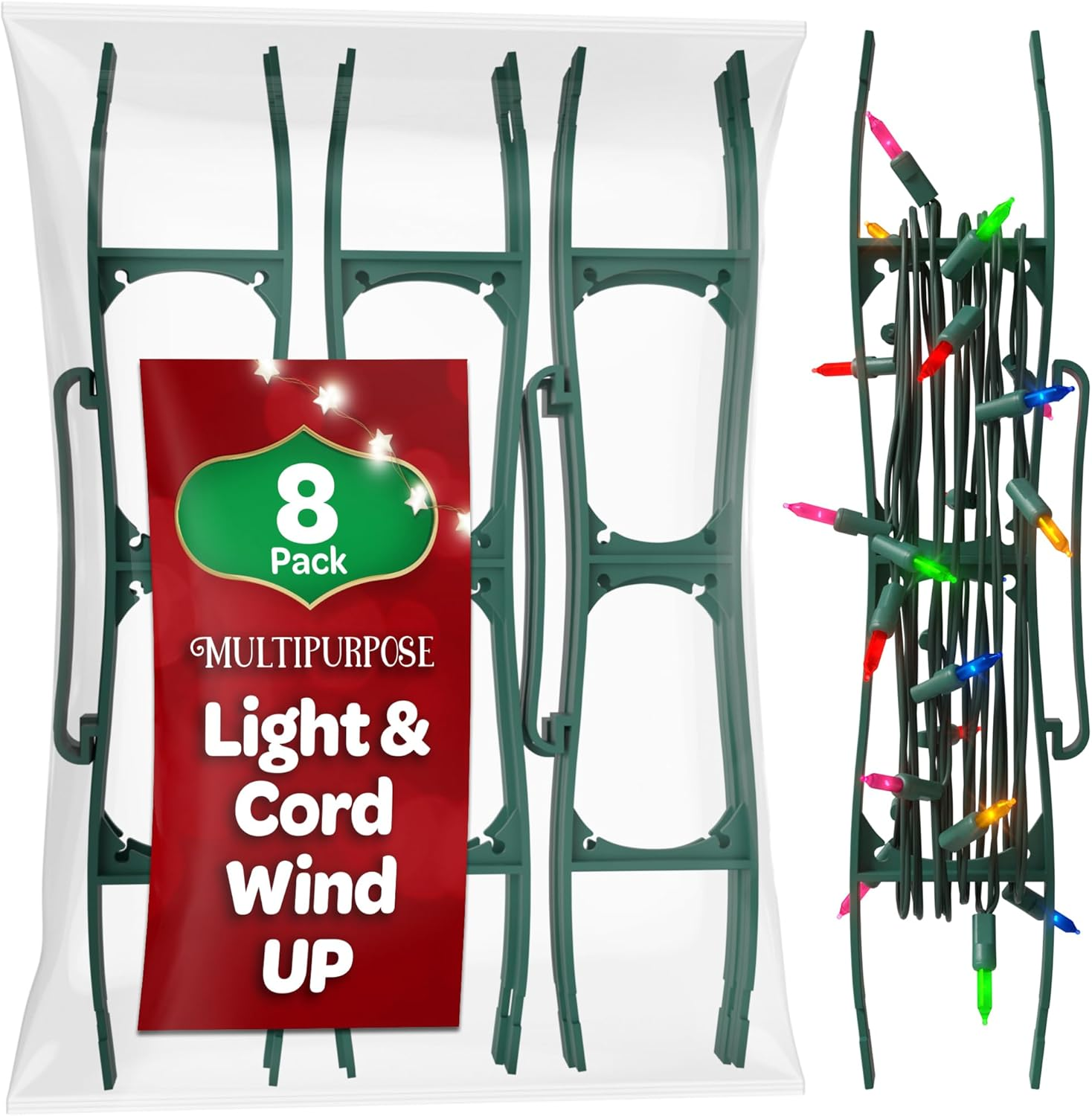 SEWANTA Christmas Lights Storage Holder [Set of 8] All-Purpose Light Cord Wind up - Holiday Light Storage - Christmas Light Organizer for Extensions Cords, Garland, Beads - Made to Last