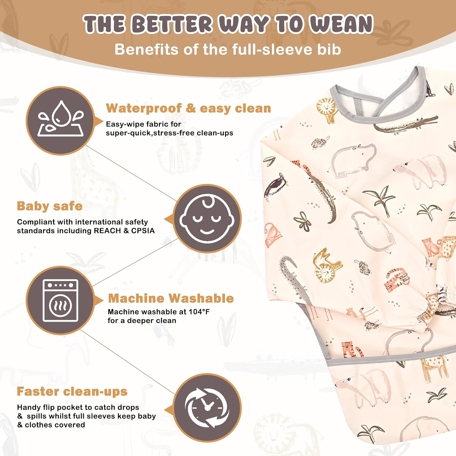 Little Dimsum Mess-Proof Baby Bibs|Infant Toddler Long Sleeve Waterproof Feed... - Picture 8 of 14