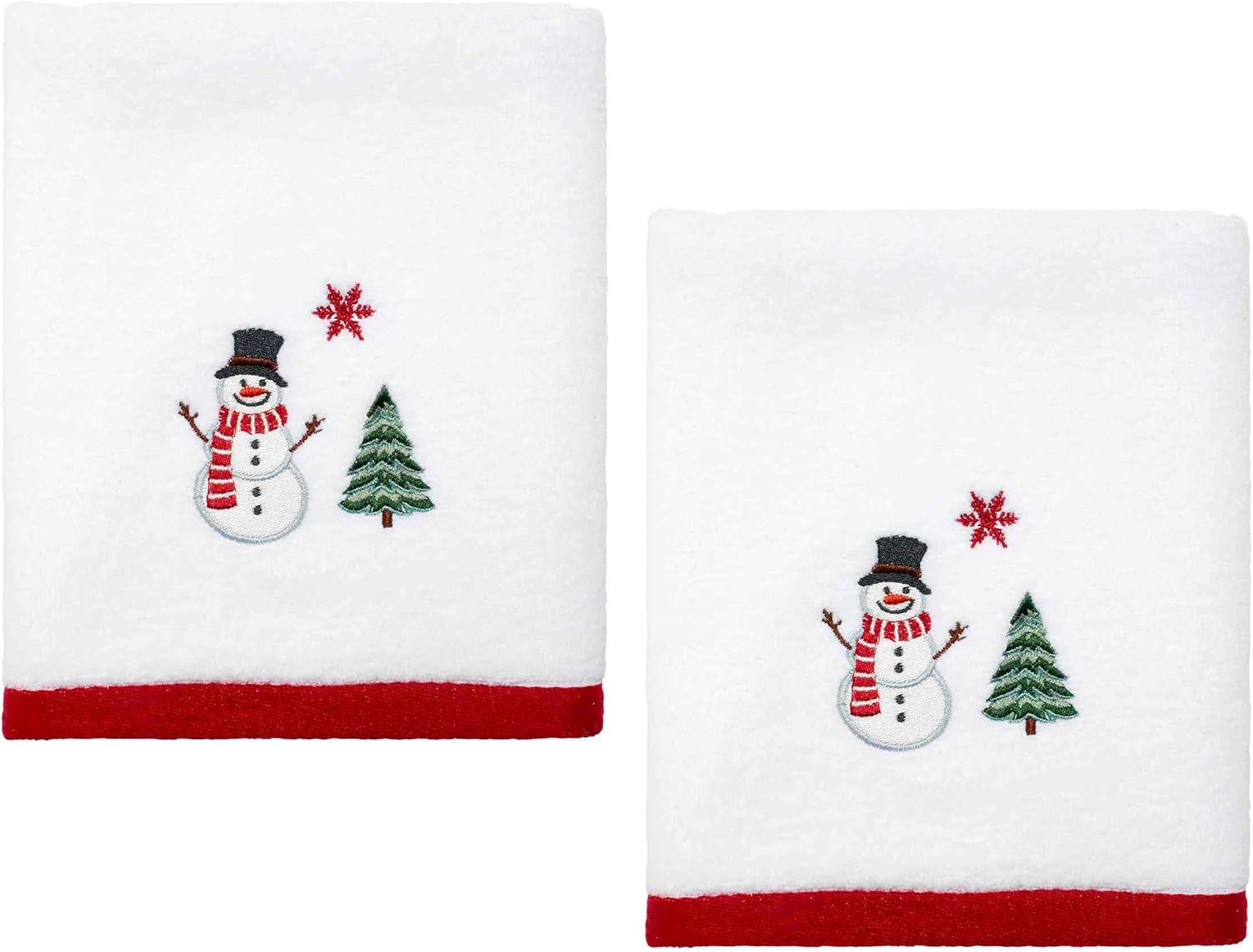 - Hand Towels, Soft & Absorbent, Christmas Decorations, Set of 2 (Winter Snowman Collection)