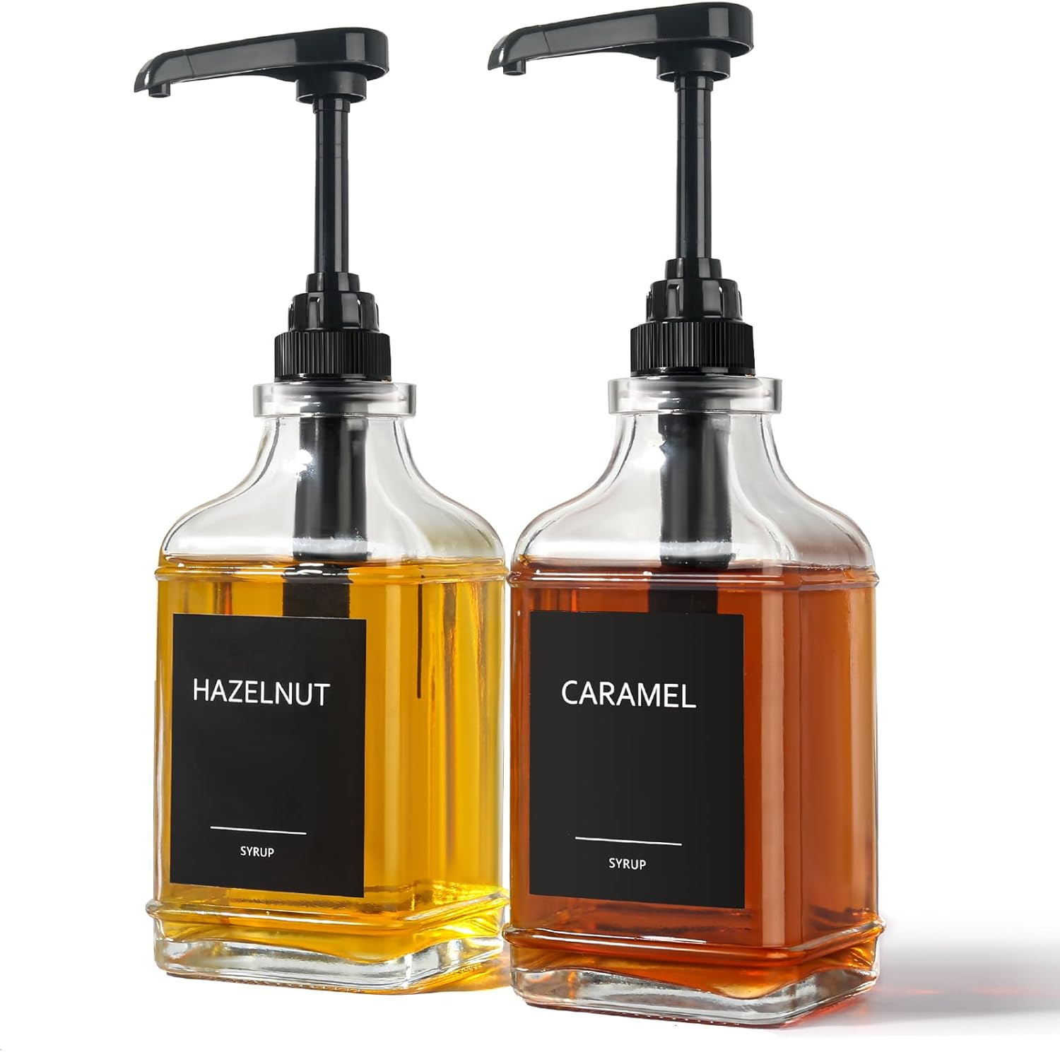 Dispensador Jarabe Cafe 16.9oz Botella Vidrio Cuadrada Bomba Accesorios Bar Cafe