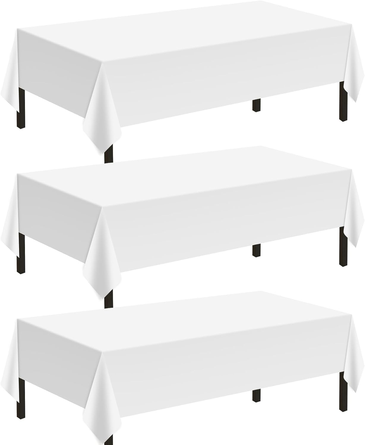 Childom 3 Pack Plastic Tablecloths for Rectangle Tables 54