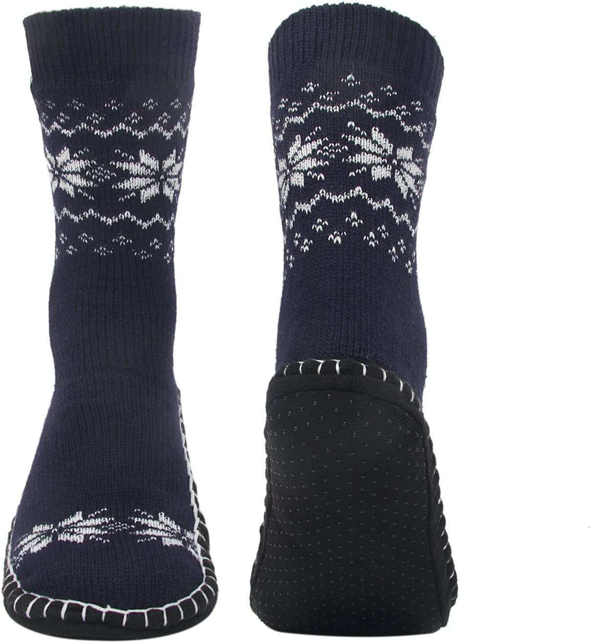 Men'S Slipper Socks with Suede Non Slip Sole -Winter Knitted Home Warm Floor Indoor Stocking House