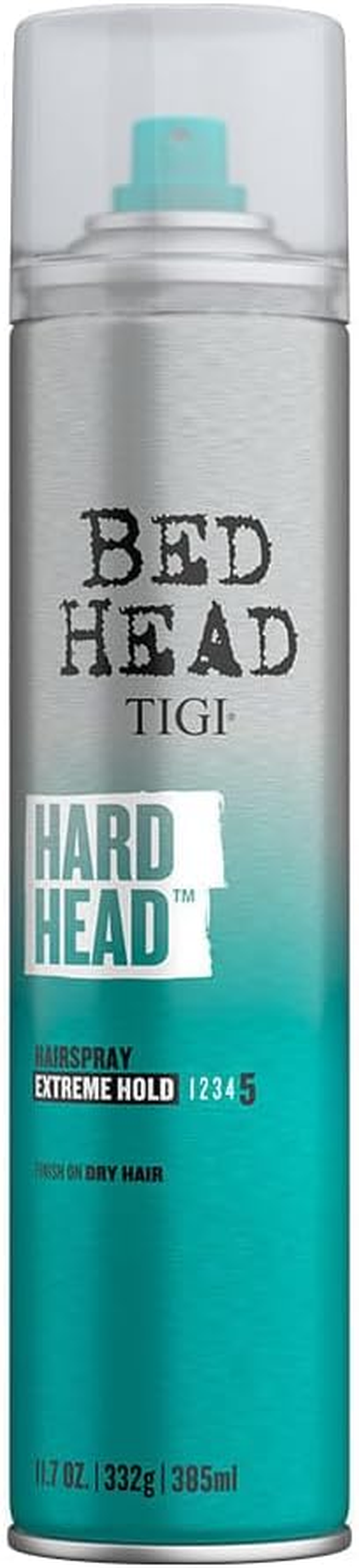Bed Head by TIGI Hard Head Hairspray, Extra Strong Hold Hair Spray, Long-Lasting Control with Natural Shine Finish, 385Ml