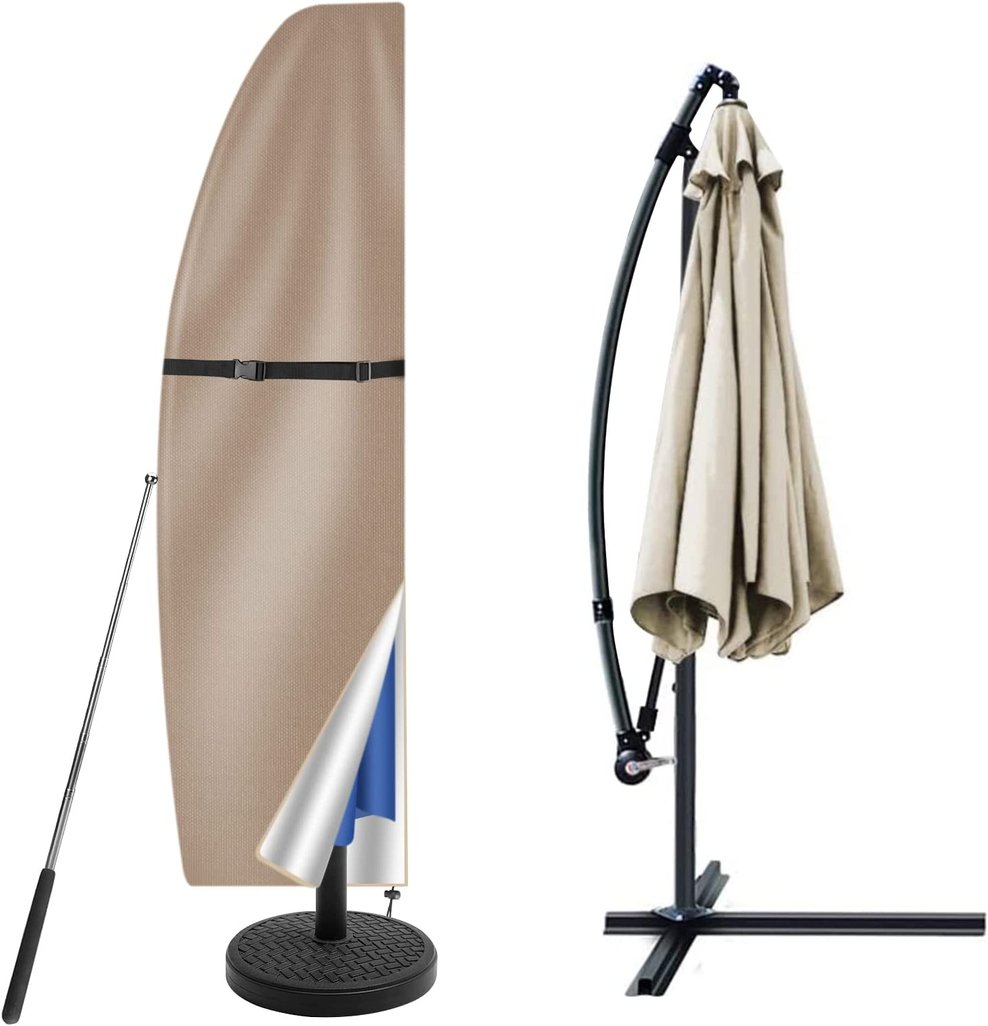 Neween Cantilever Parasol Cover with Rod, Heavy Duty Large Umbrella Cover wit... - Picture 10 of 22