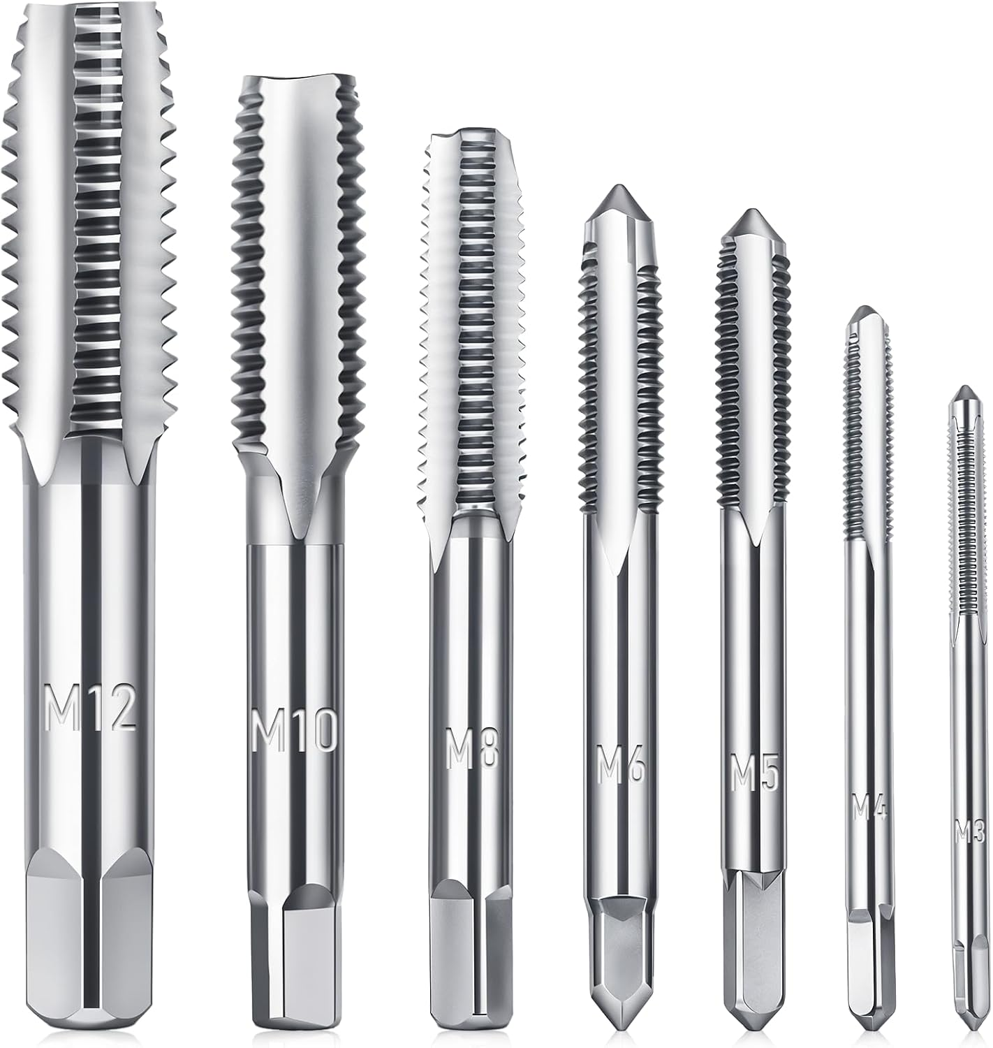 7 Piece Metric Tap Set, M3 M4 M5 M6 M8 M10 Tap and Die Set, Metric Thread Tapset, Spiral Point Taps, Hss Nitriding Coated, with Adjustable T-Handle Wrench
