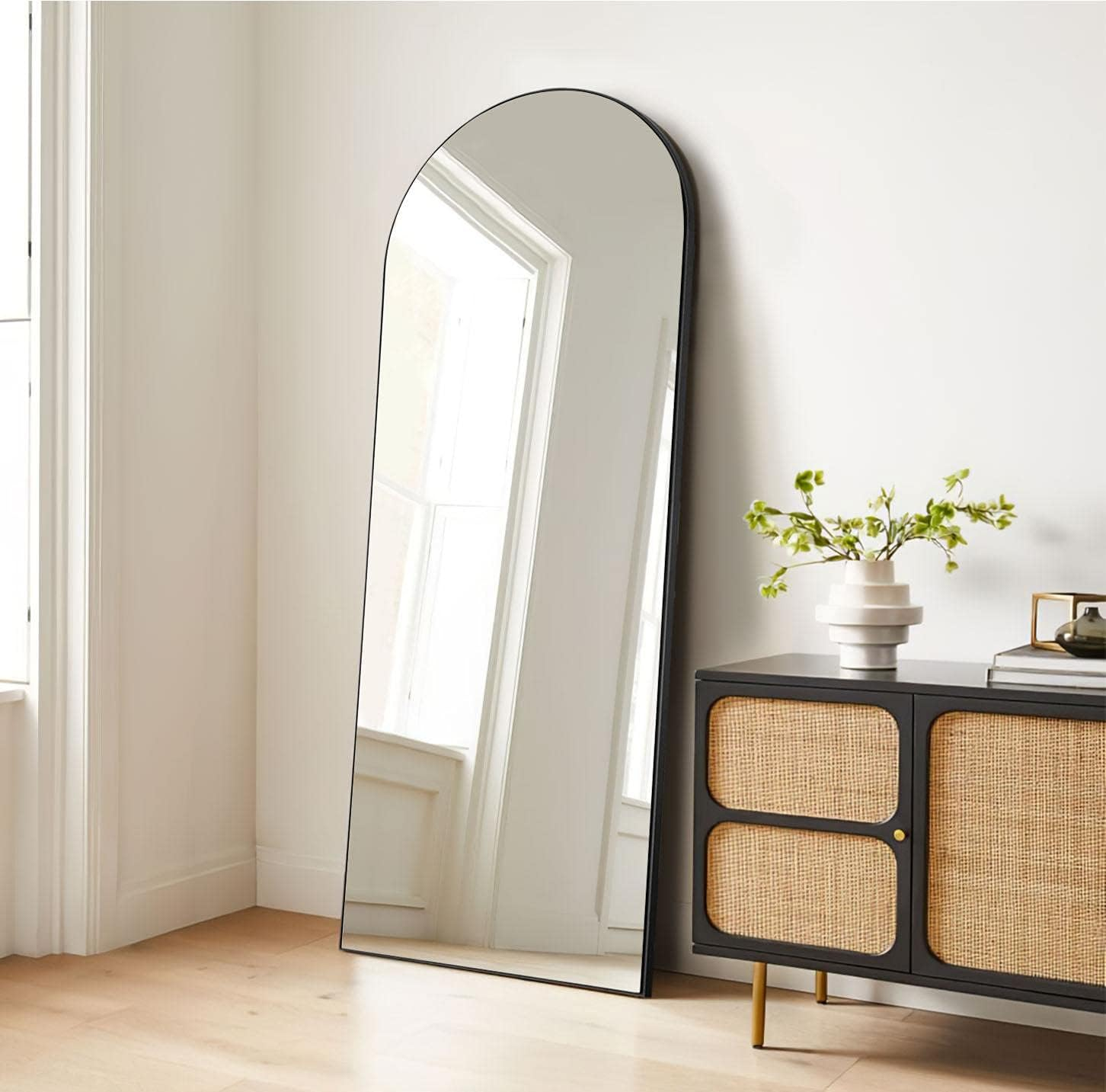 Full Length Mirror, 65''X22'' Black Arched Mirror Large Floor Mirror Standing Leaning Hanging [65''X22'' - Black]