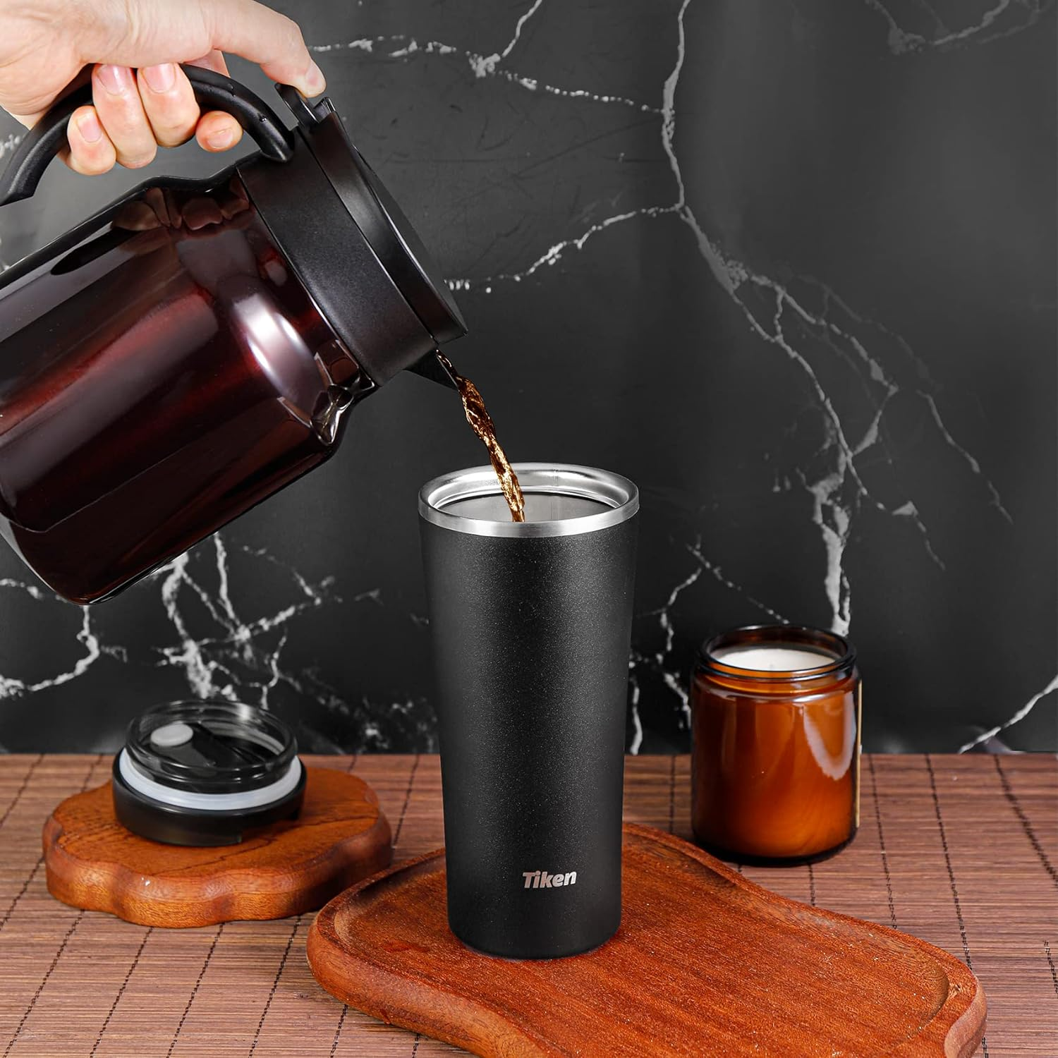 Tiken 16 Oz Insulated Tumbler, Stainless Steel Coffee Tumblers with Stronghol... - Picture 7 of 14