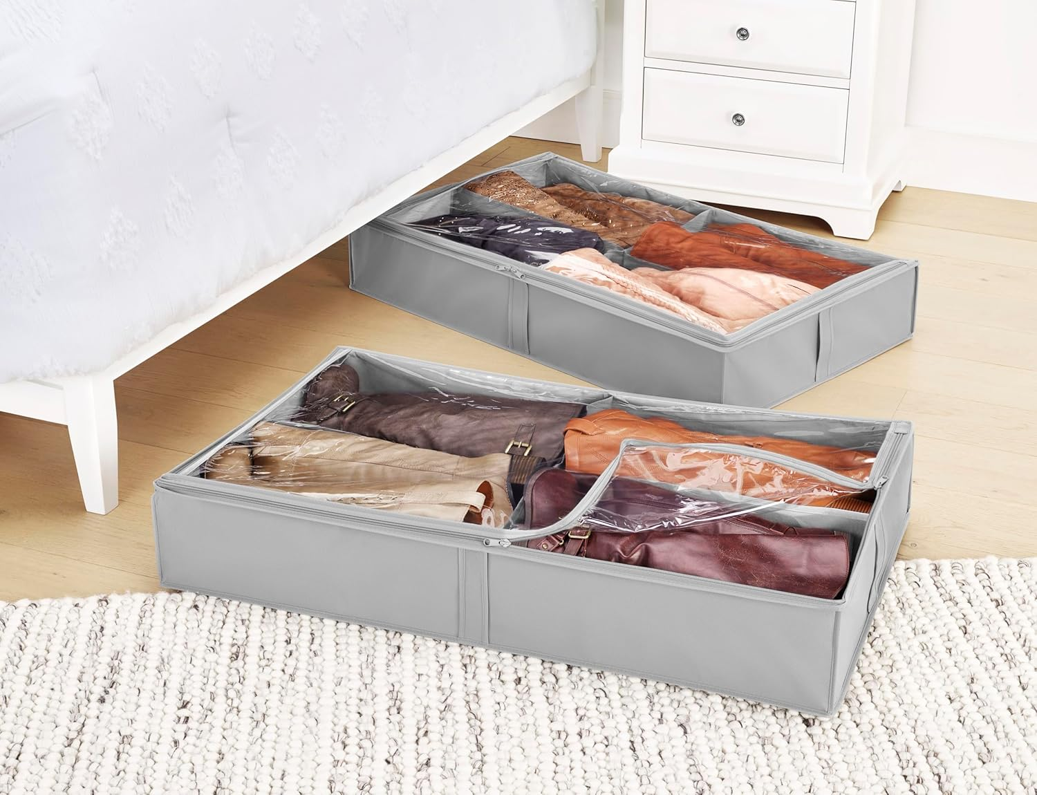 4 Section Underbed Boot Bag - Set of 2 - Alloy Gray