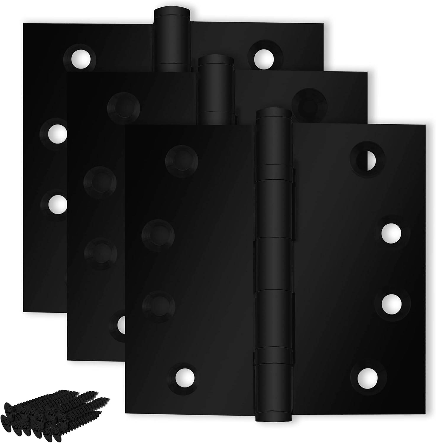 Black Heavy Duty Door Hinge Matte Black Ball Bearing 4X4 Inch Heavy Duty - Set of 3 Solid Brass Matte Black Door Hinges (Flat Black)